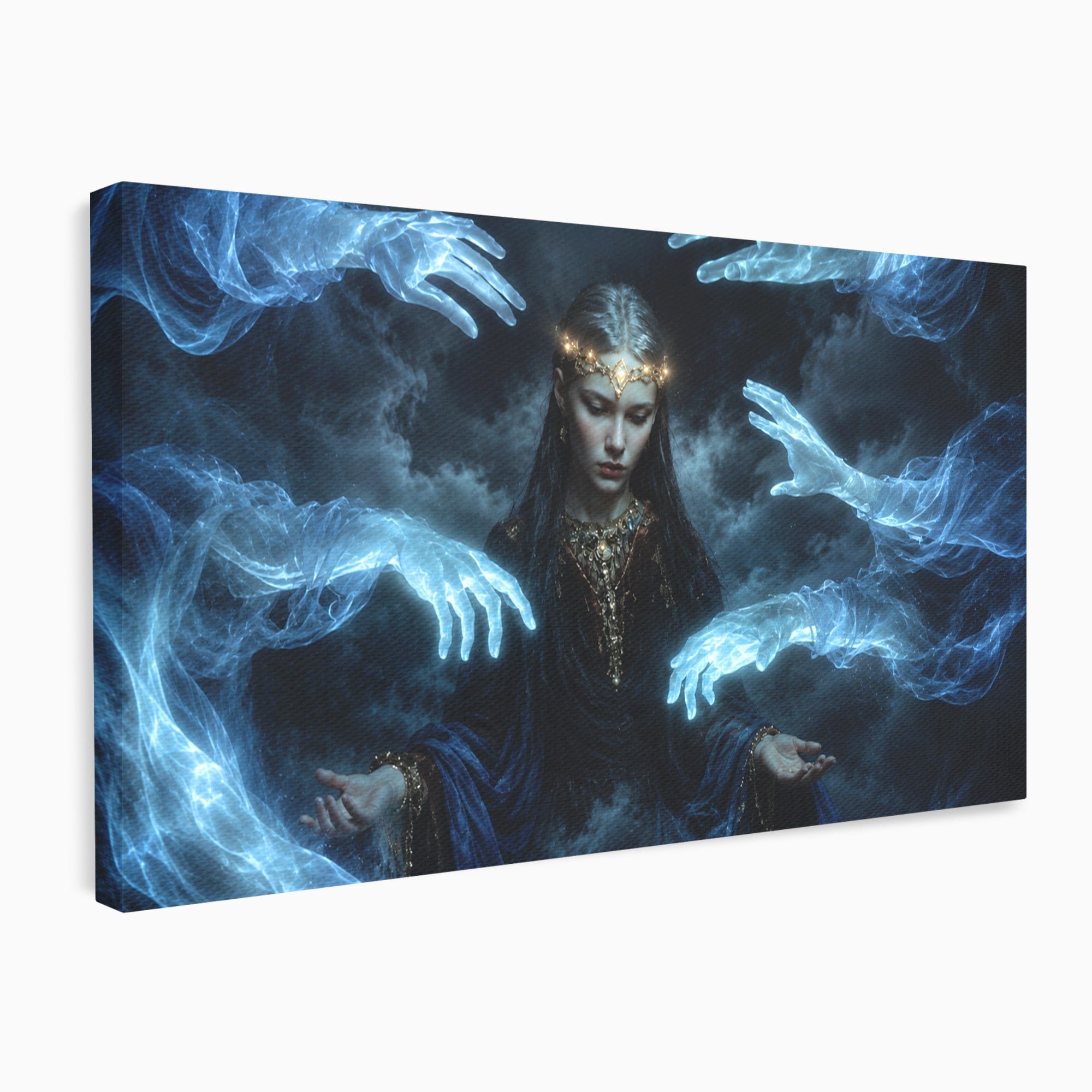 Tablou Canvas Premium LuxCanva® U1128, Misterul Mainilor Fantomatice, Fantezie, Mister, Maini, Portret, Dormitor, Culori Vibrante