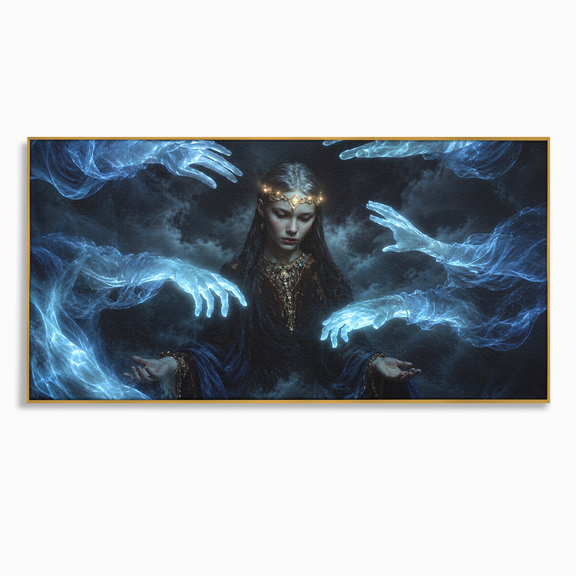Tablou Canvas Premium LuxCanva® U1128, Misterul Mainilor Fantomatice, Fantezie, Mister, Maini, Portret, Dormitor, Culori Vibrante