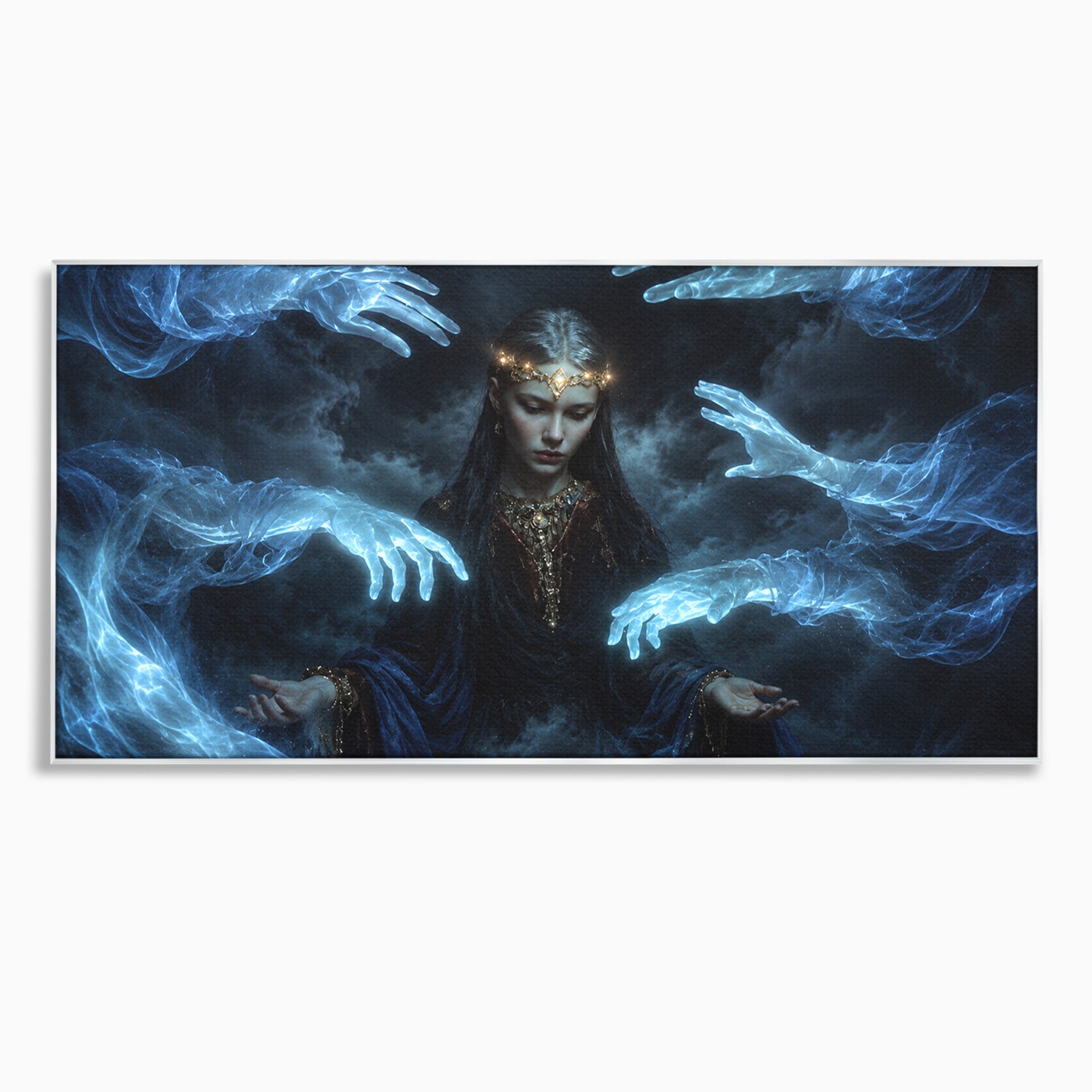 Tablou Canvas Premium LuxCanva® U1128, Misterul Mainilor Fantomatice, Fantezie, Mister, Maini, Portret, Dormitor, Culori Vibrante