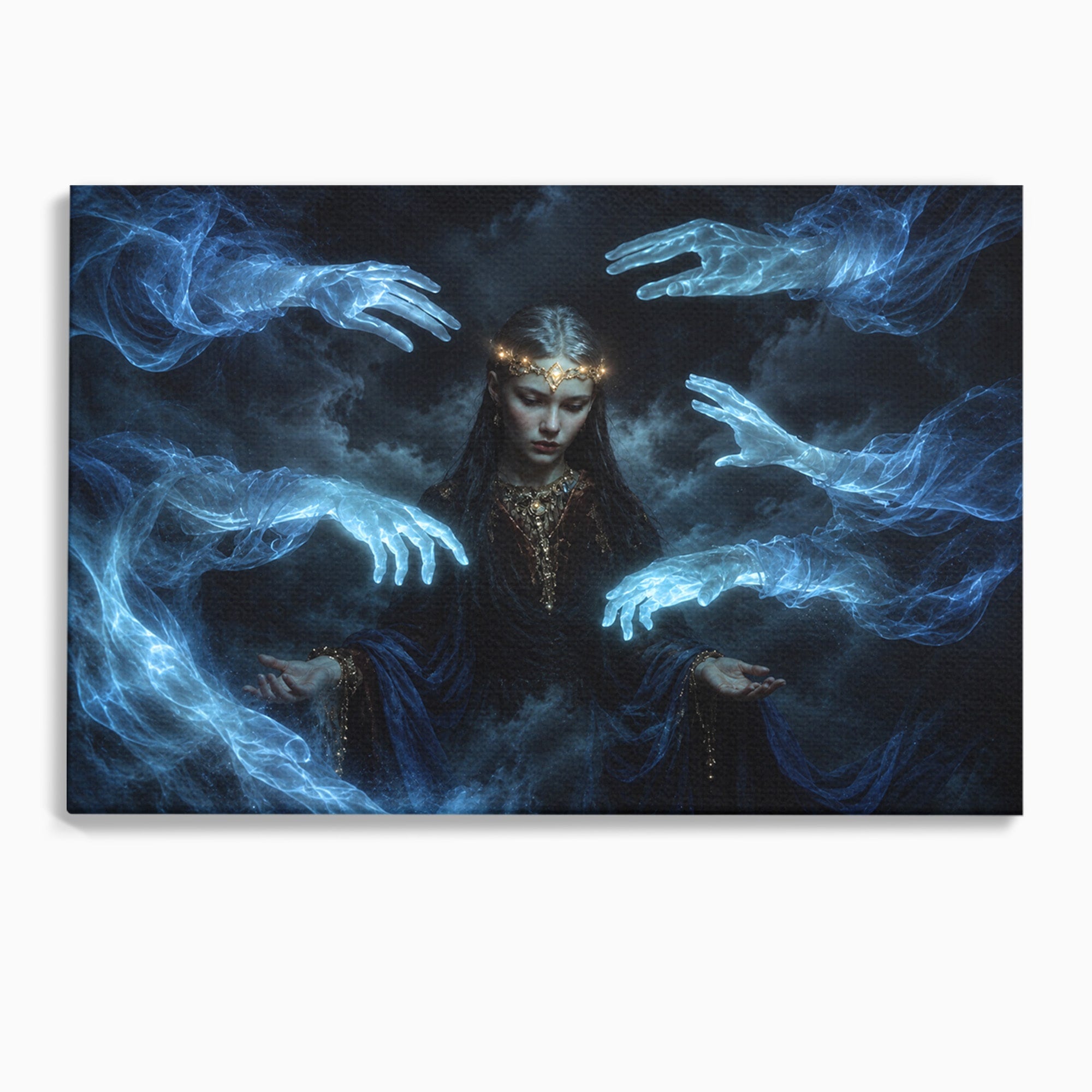 Tablou Canvas Premium LuxCanva® U1128, Misterul Mainilor Fantomatice, Fantezie, Mister, Maini, Portret, Dormitor, Culori Vibrante