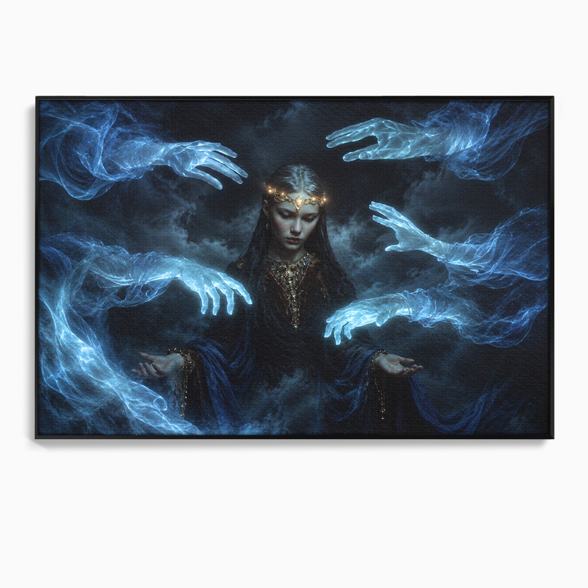Tablou Canvas Premium LuxCanva® U1128, Misterul Mainilor Fantomatice, Fantezie, Mister, Maini, Portret, Dormitor, Culori Vibrante