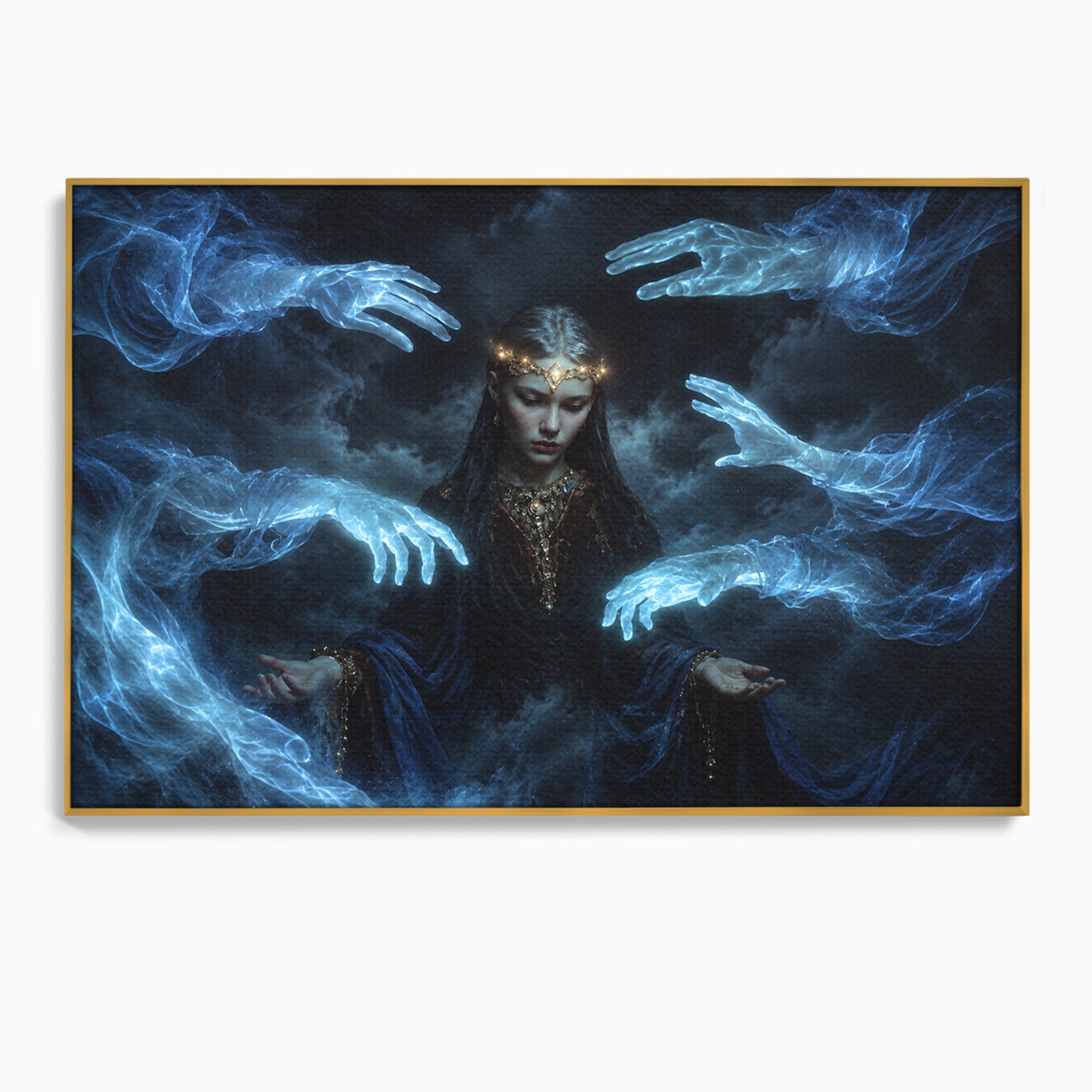 Tablou Canvas Premium LuxCanva® U1128, Misterul Mainilor Fantomatice, Fantezie, Mister, Maini, Portret, Dormitor, Culori Vibrante