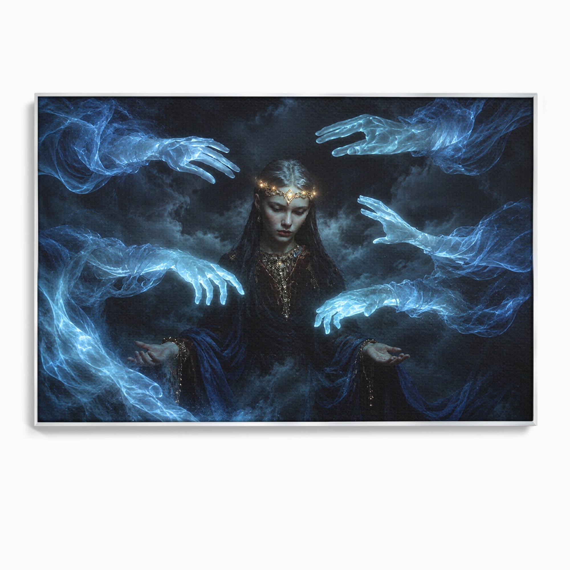 Tablou Canvas Premium LuxCanva® U1128, Misterul Mainilor Fantomatice, Fantezie, Mister, Maini, Portret, Dormitor, Culori Vibrante