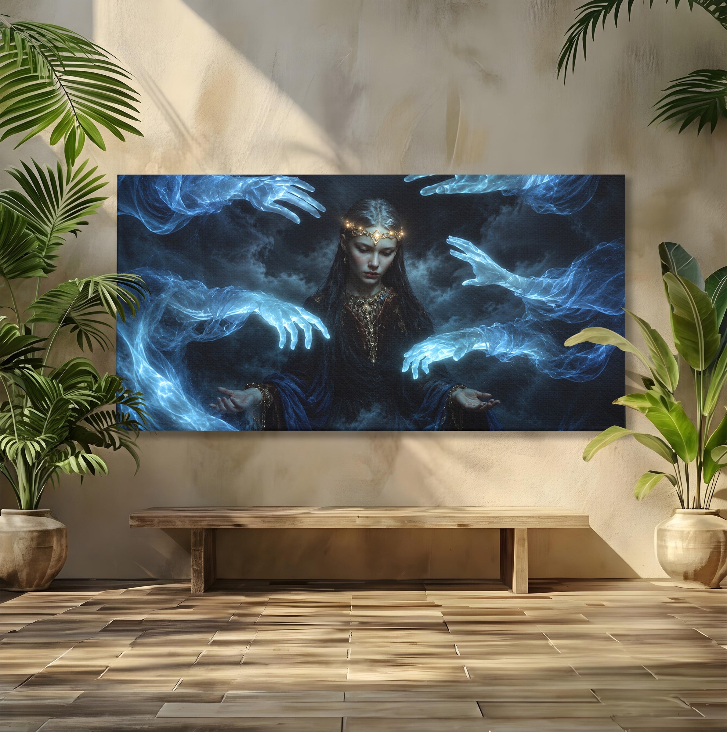 Tablou Canvas Premium LuxCanva® U1128, Misterul Mainilor Fantomatice, Fantezie, Mister, Maini, Portret, Dormitor, Culori Vibrante