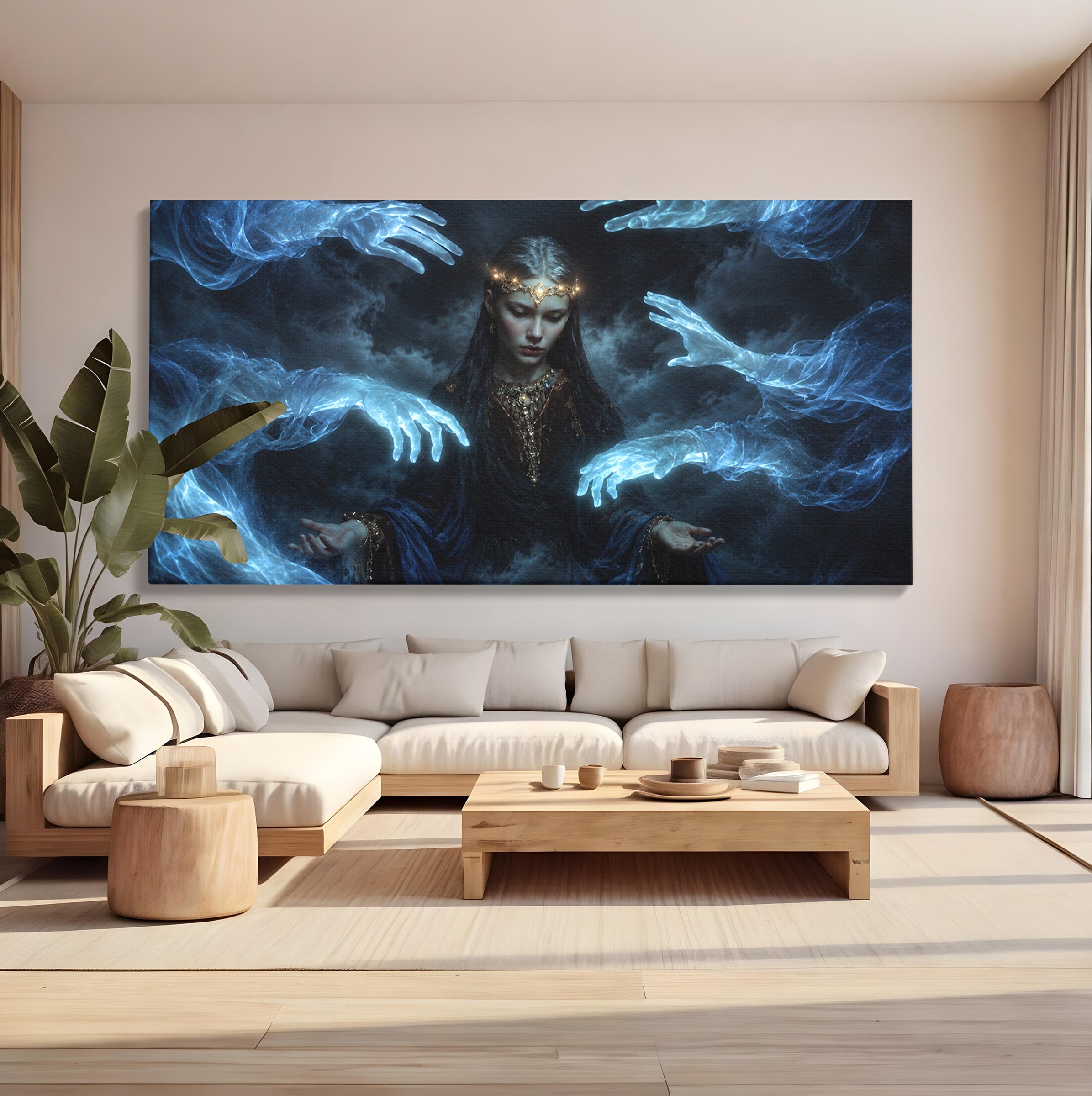 Tablou Canvas Premium LuxCanva® U1128, Misterul Mainilor Fantomatice, Fantezie, Mister, Maini, Portret, Dormitor, Culori Vibrante