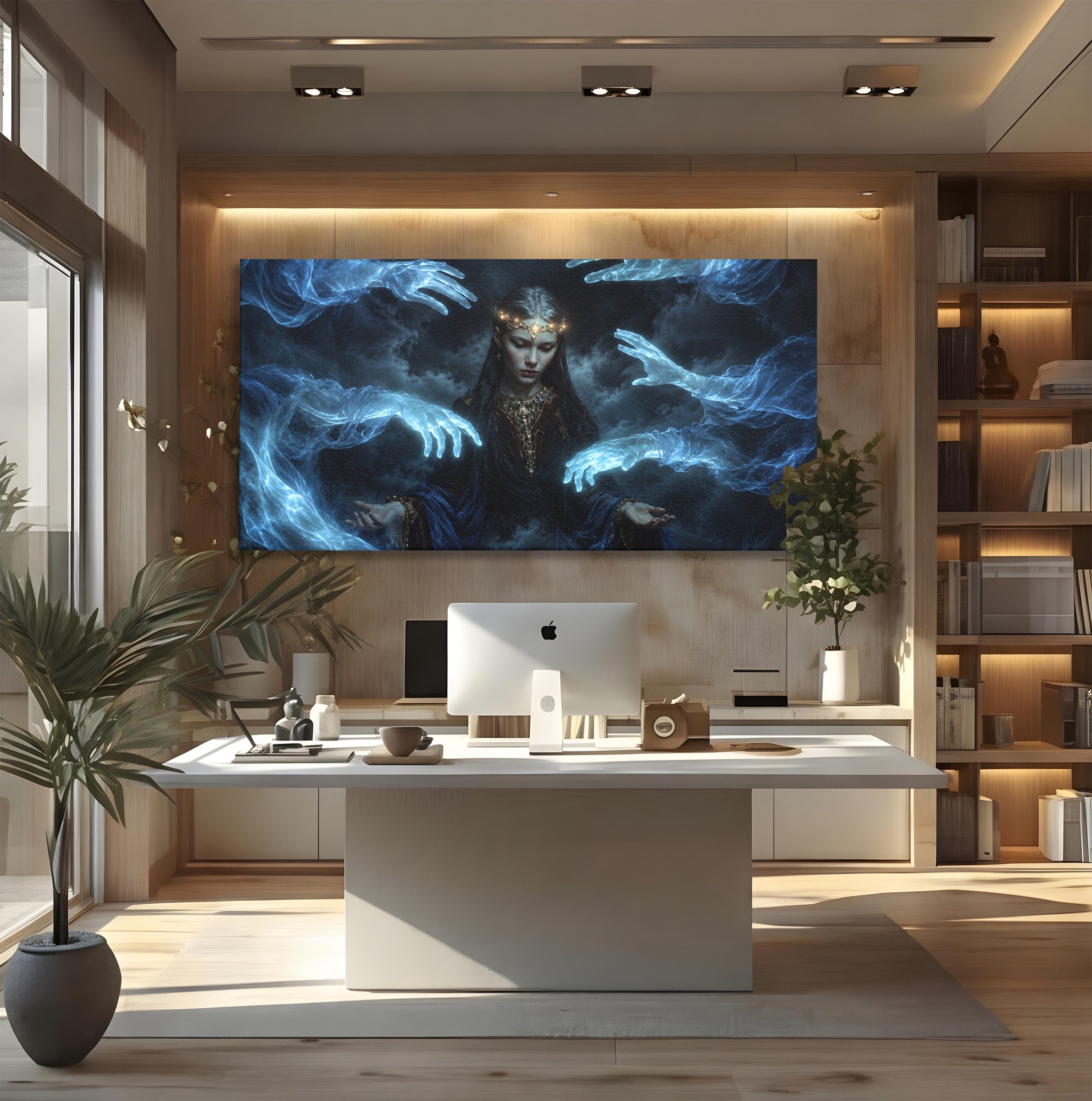 Tablou Canvas Premium LuxCanva® U1128, Misterul Mainilor Fantomatice, Fantezie, Mister, Maini, Portret, Dormitor, Culori Vibrante