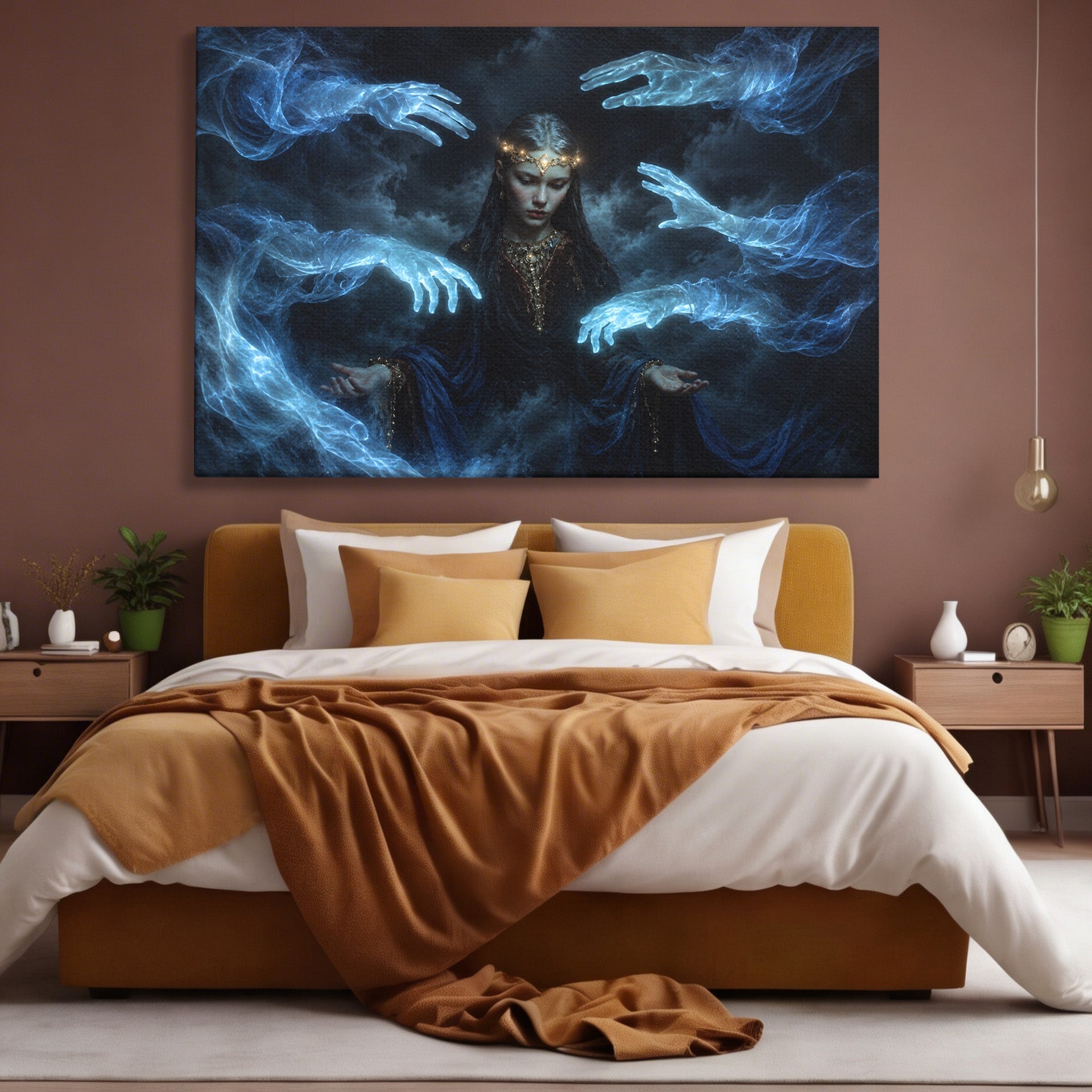 Tablou Canvas Premium LuxCanva® U1128, Misterul Mainilor Fantomatice, Fantezie, Mister, Maini, Portret, Dormitor, Culori Vibrante