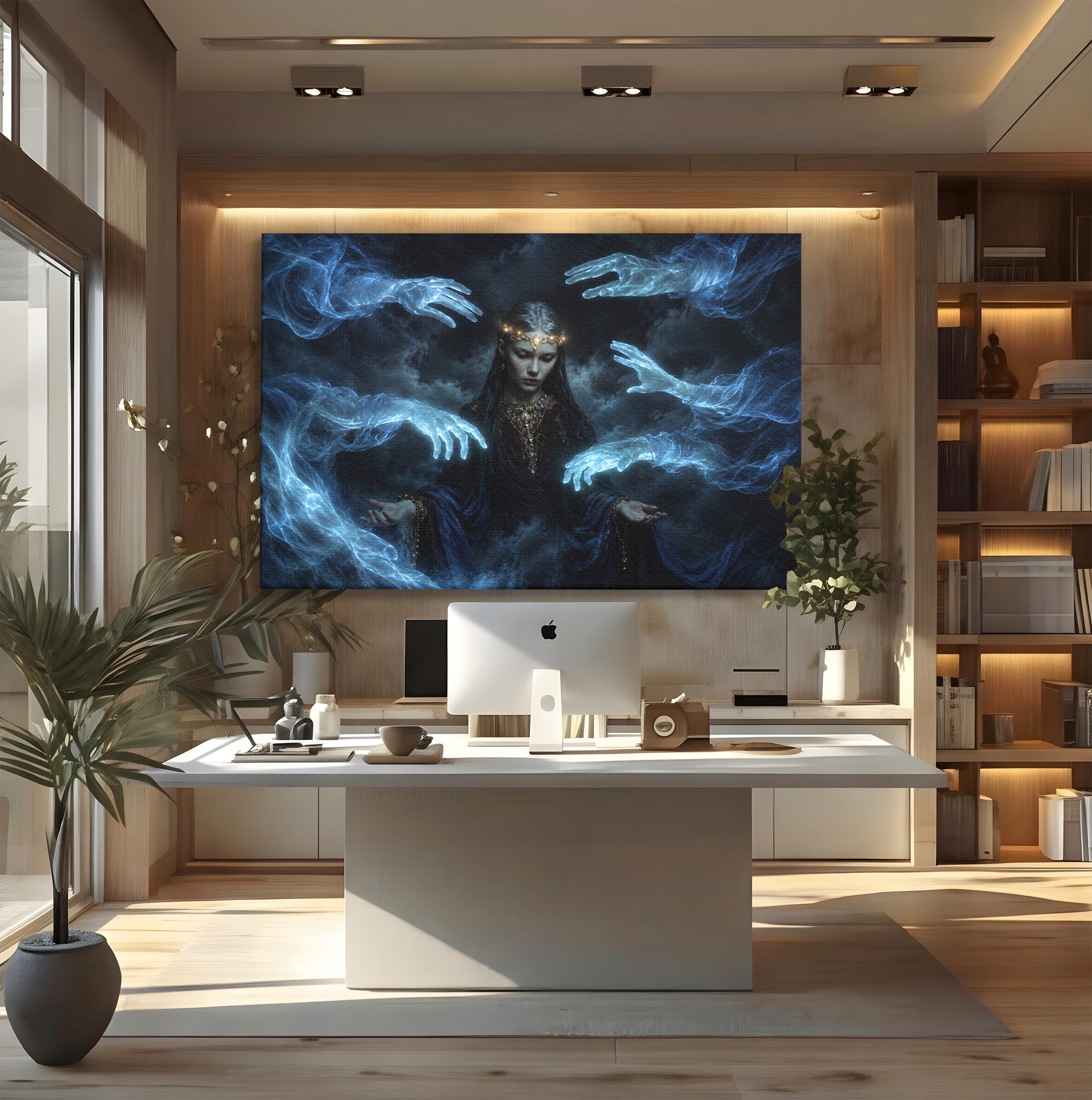 Tablou Canvas Premium LuxCanva® U1128, Misterul Mainilor Fantomatice, Fantezie, Mister, Maini, Portret, Dormitor, Culori Vibrante