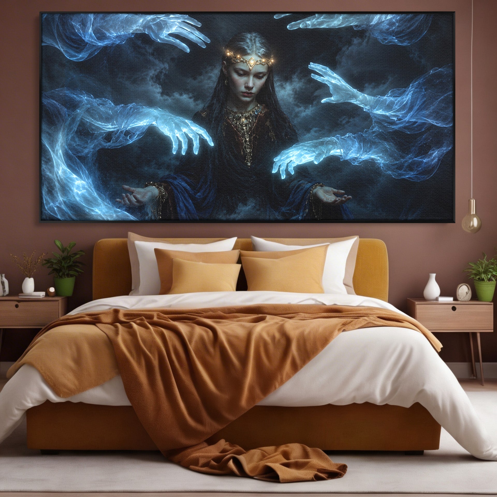 Tablou Canvas Premium LuxCanva® U1128, Misterul Mainilor Fantomatice, Fantezie, Mister, Maini, Portret, Dormitor, Culori Vibrante