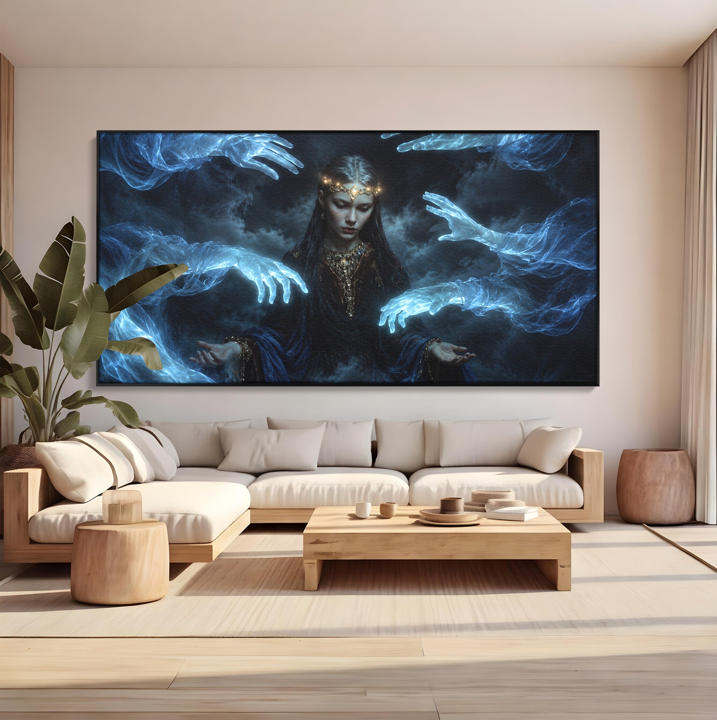 Tablou Canvas Premium LuxCanva® U1128, Misterul Mainilor Fantomatice, Fantezie, Mister, Maini, Portret, Dormitor, Culori Vibrante