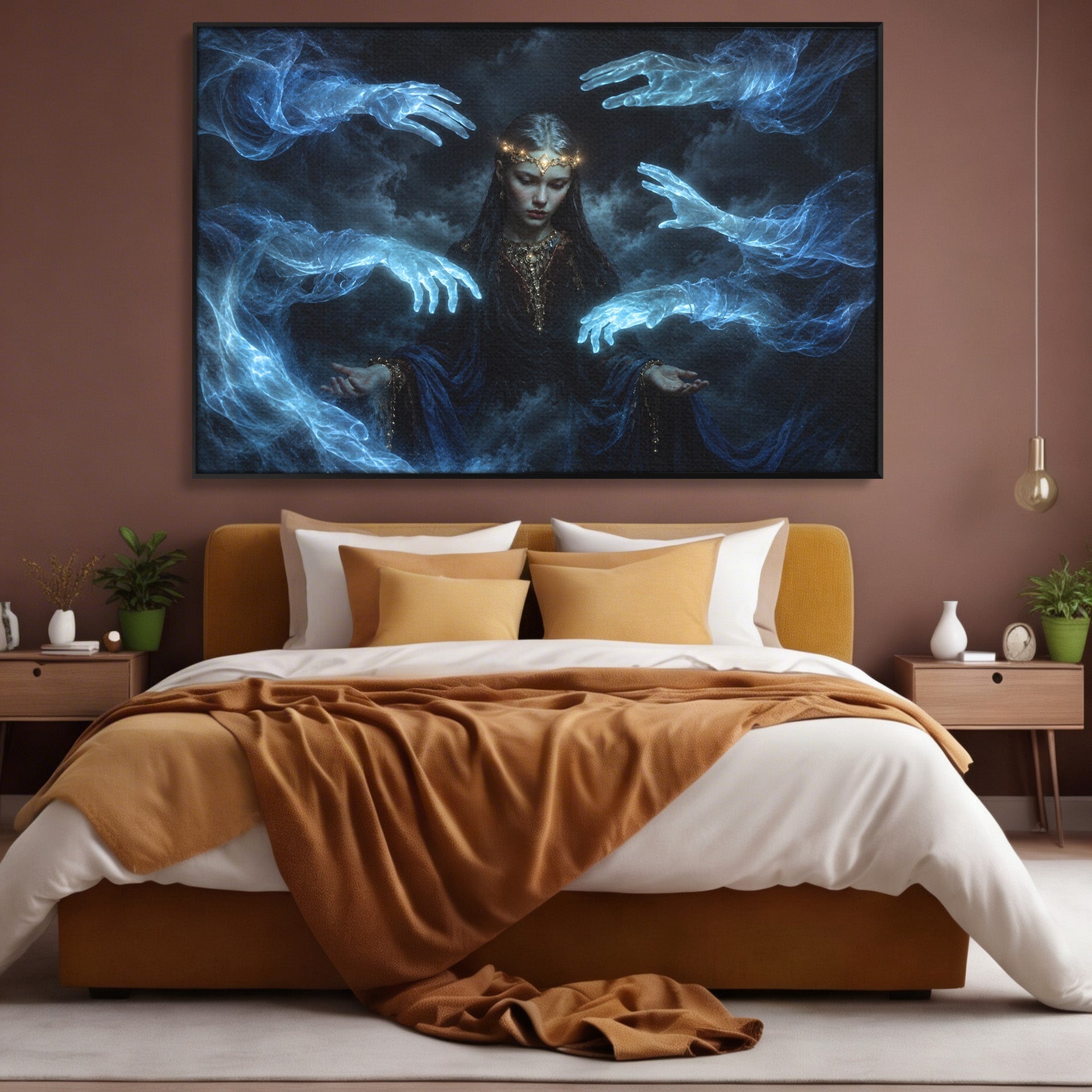 Tablou Canvas Premium LuxCanva® U1128, Misterul Mainilor Fantomatice, Fantezie, Mister, Maini, Portret, Dormitor, Culori Vibrante