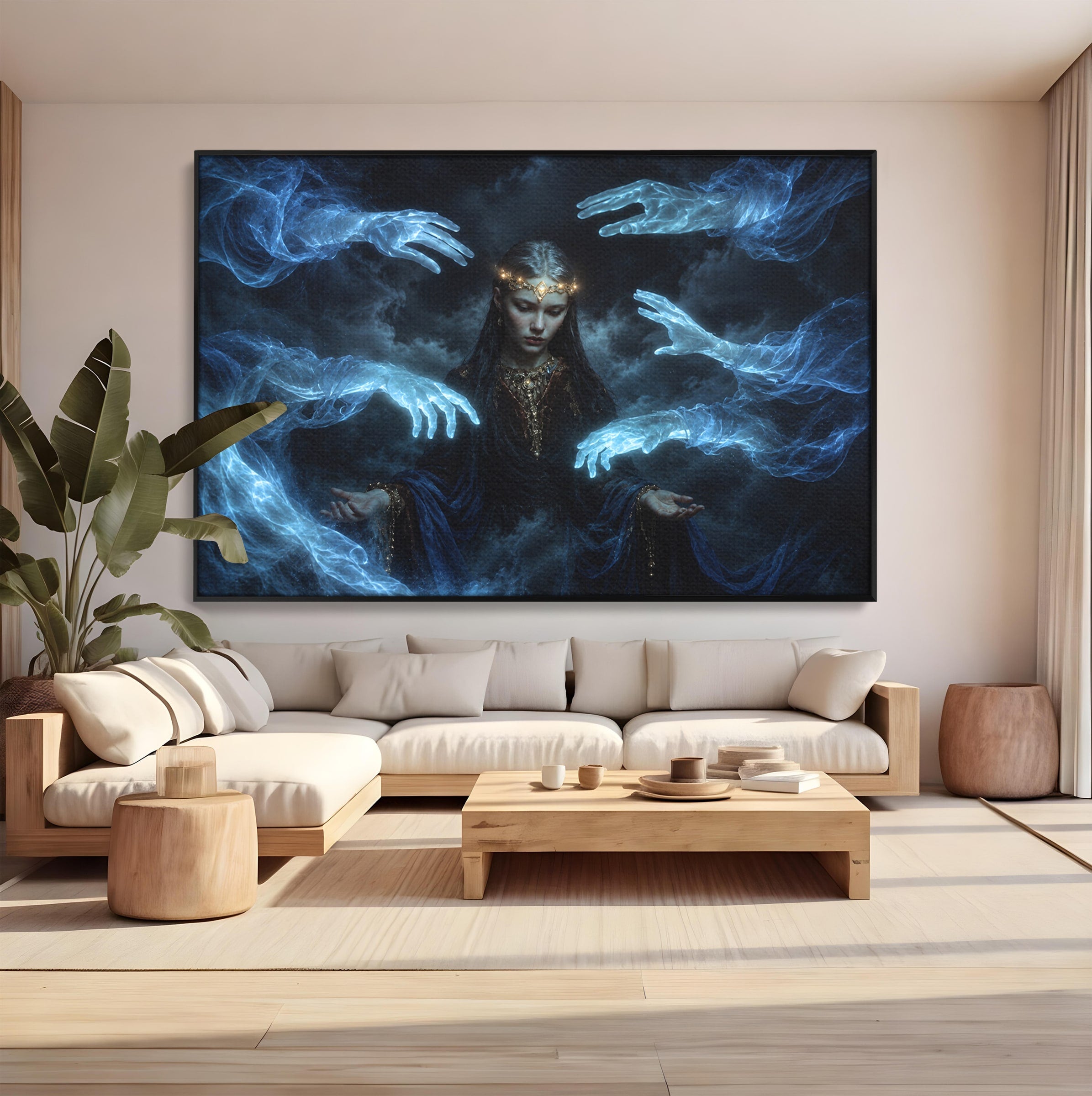 Tablou Canvas Premium LuxCanva® U1128, Misterul Mainilor Fantomatice, Fantezie, Mister, Maini, Portret, Dormitor, Culori Vibrante