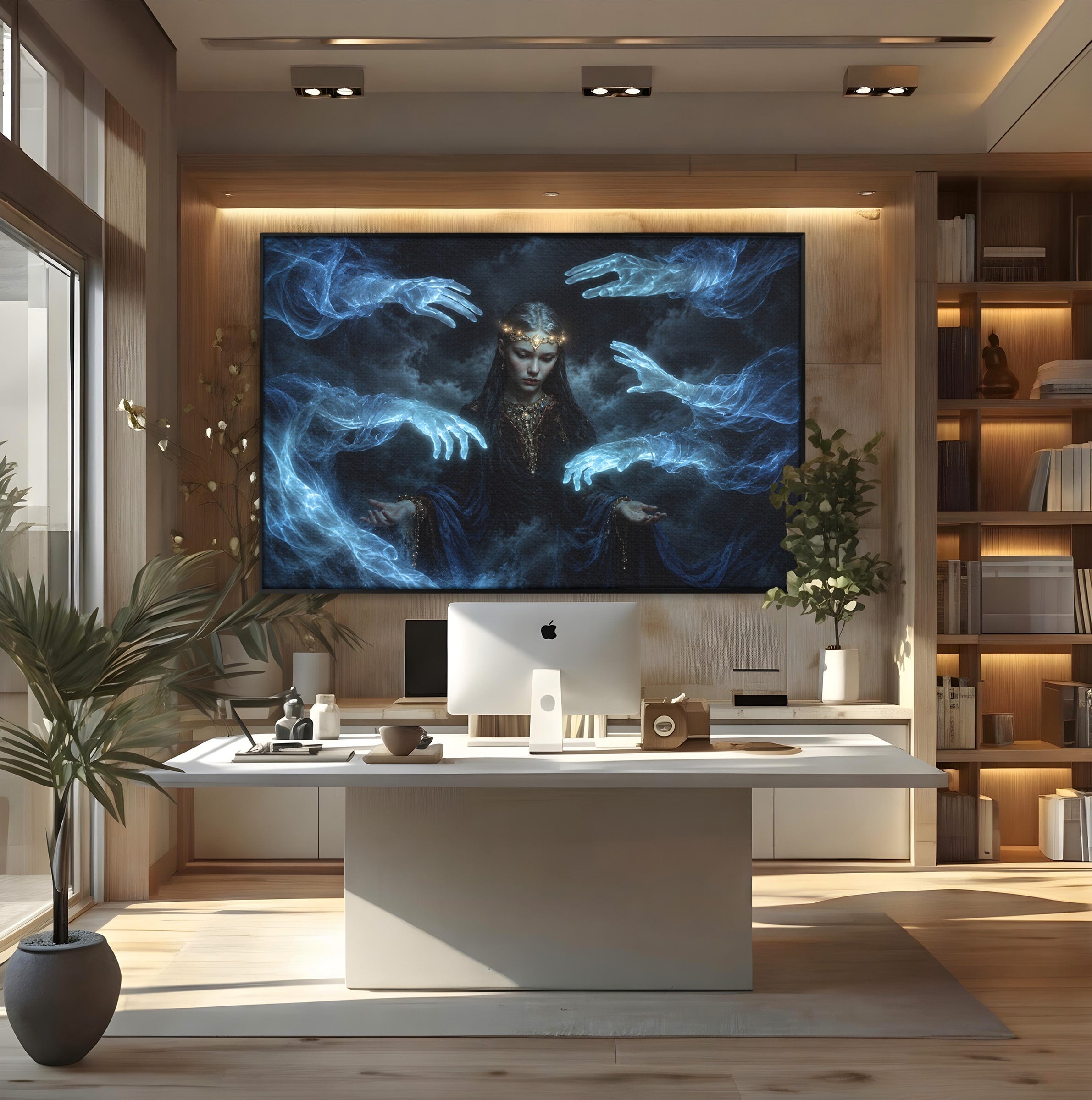 Tablou Canvas Premium LuxCanva® U1128, Misterul Mainilor Fantomatice, Fantezie, Mister, Maini, Portret, Dormitor, Culori Vibrante