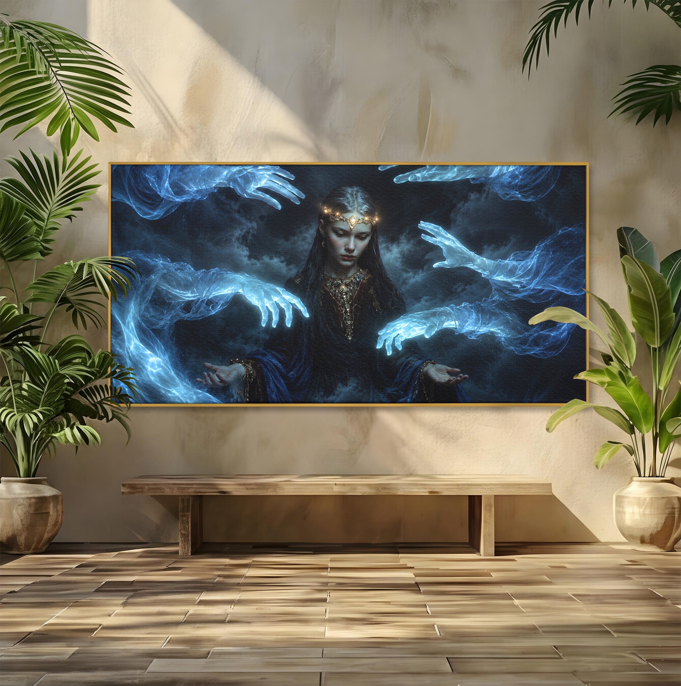 Tablou Canvas Premium LuxCanva® U1128, Misterul Mainilor Fantomatice, Fantezie, Mister, Maini, Portret, Dormitor, Culori Vibrante