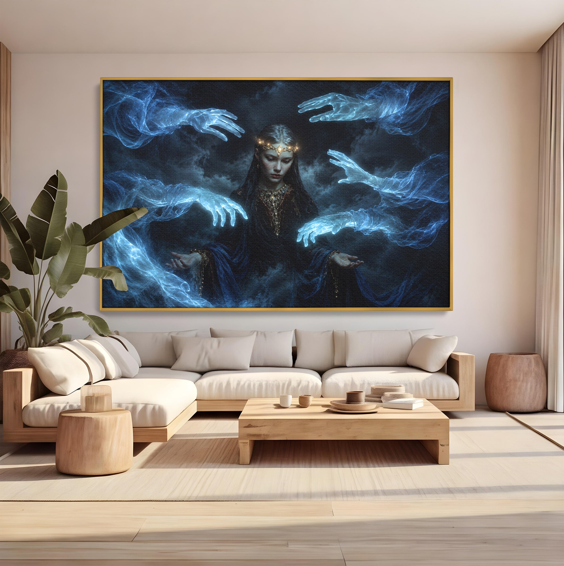 Tablou Canvas Premium LuxCanva® U1128, Misterul Mainilor Fantomatice, Fantezie, Mister, Maini, Portret, Dormitor, Culori Vibrante