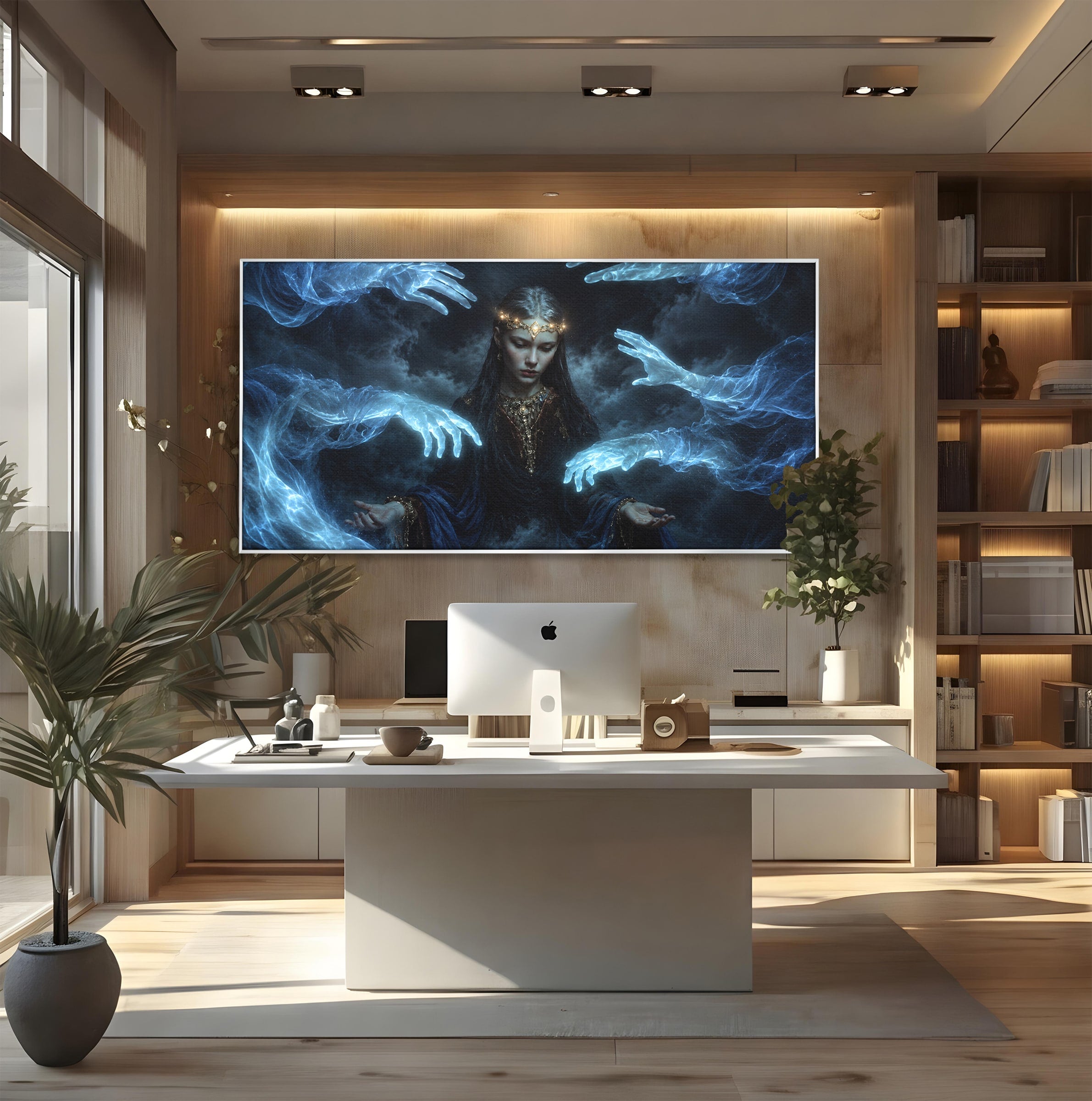 Tablou Canvas Premium LuxCanva® U1128, Misterul Mainilor Fantomatice, Fantezie, Mister, Maini, Portret, Dormitor, Culori Vibrante