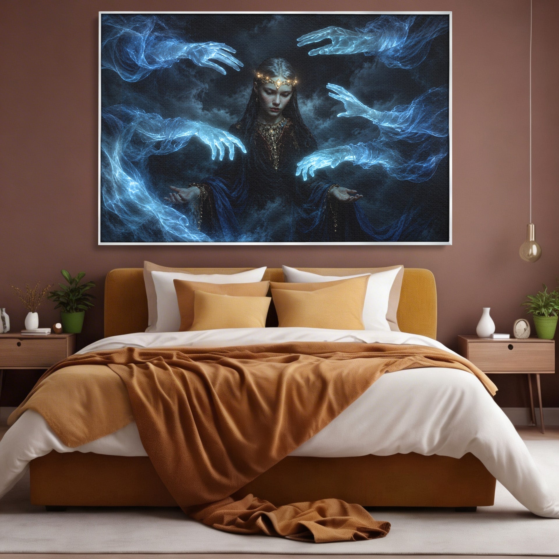 Tablou Canvas Premium LuxCanva® U1128, Misterul Mainilor Fantomatice, Fantezie, Mister, Maini, Portret, Dormitor, Culori Vibrante