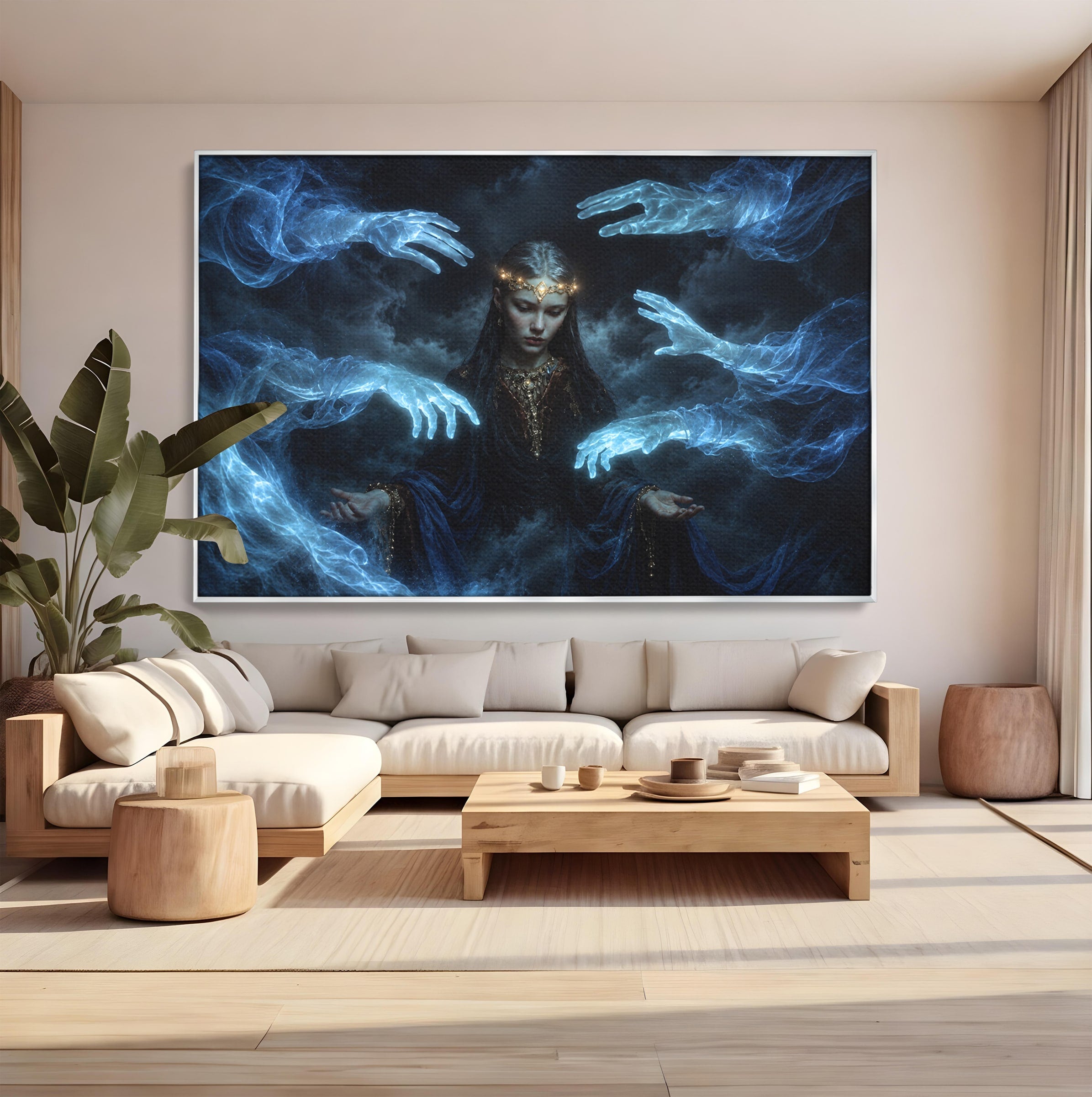 Tablou Canvas Premium LuxCanva® U1128, Misterul Mainilor Fantomatice, Fantezie, Mister, Maini, Portret, Dormitor, Culori Vibrante