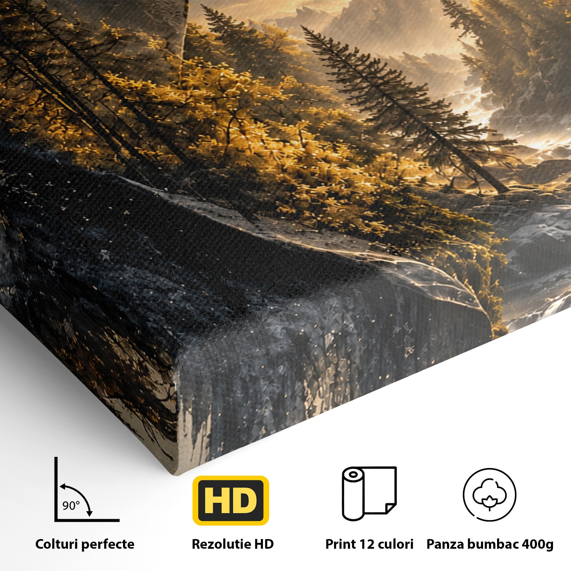 Tablou Canvas Premium LuxCanva® U1132, Misterul Naturii, Munte, Cascada, Mister, Peisaj, Living, Culori Vibrante