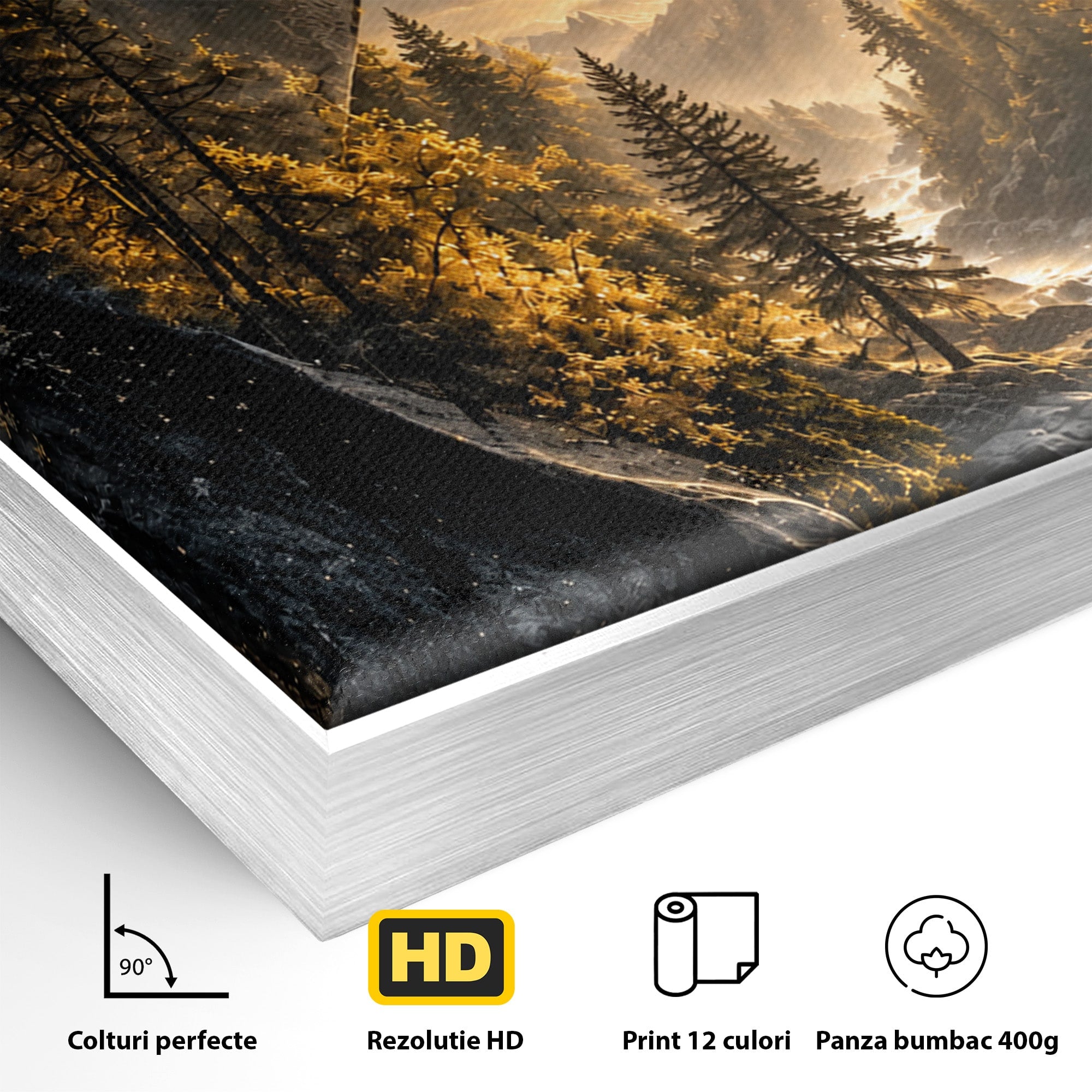 Tablou Canvas Premium LuxCanva® U1132, Misterul Naturii, Munte, Cascada, Mister, Peisaj, Living, Culori Vibrante