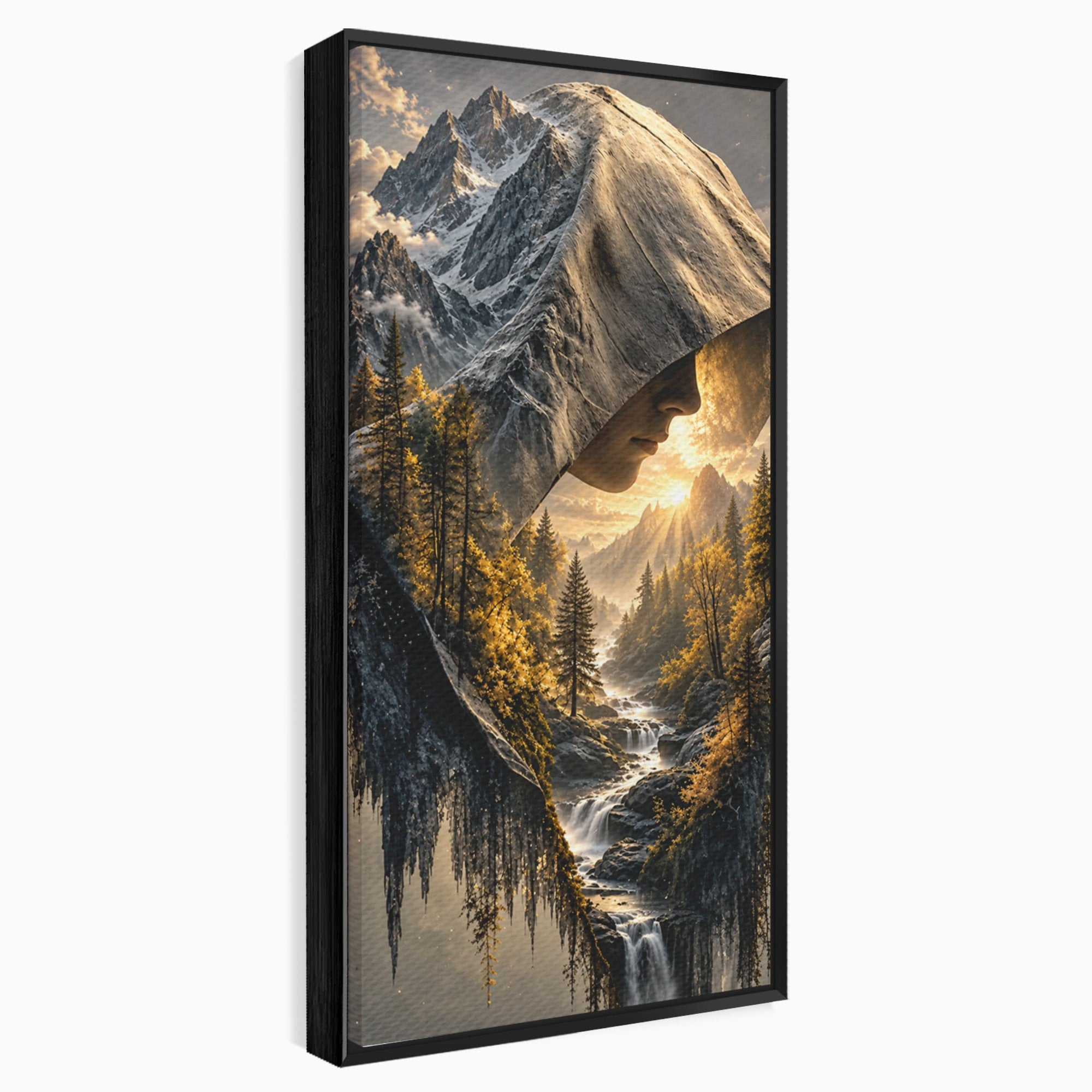 Tablou Canvas Premium LuxCanva® U1132, Misterul Naturii, Munte, Cascada, Mister, Peisaj, Living, Culori Vibrante