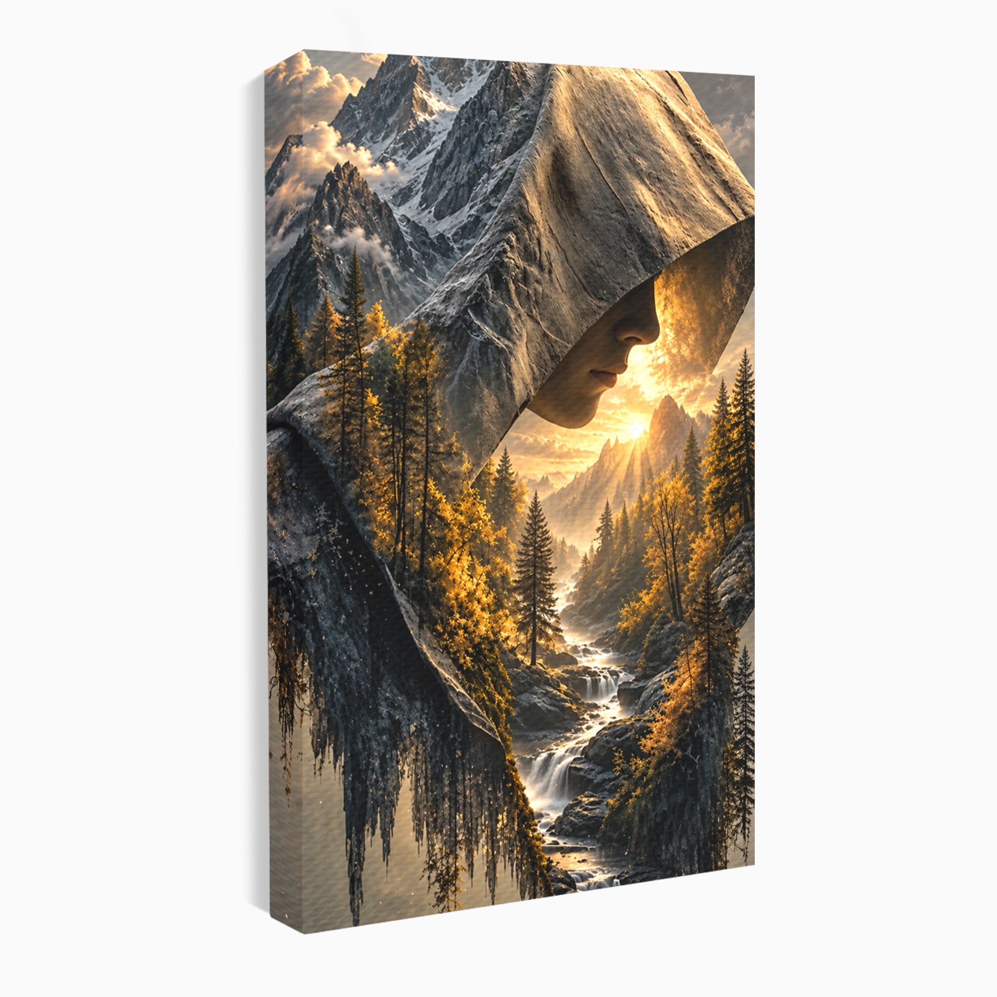 Tablou Canvas Premium LuxCanva® U1132, Misterul Naturii, Munte, Cascada, Mister, Peisaj, Living, Culori Vibrante
