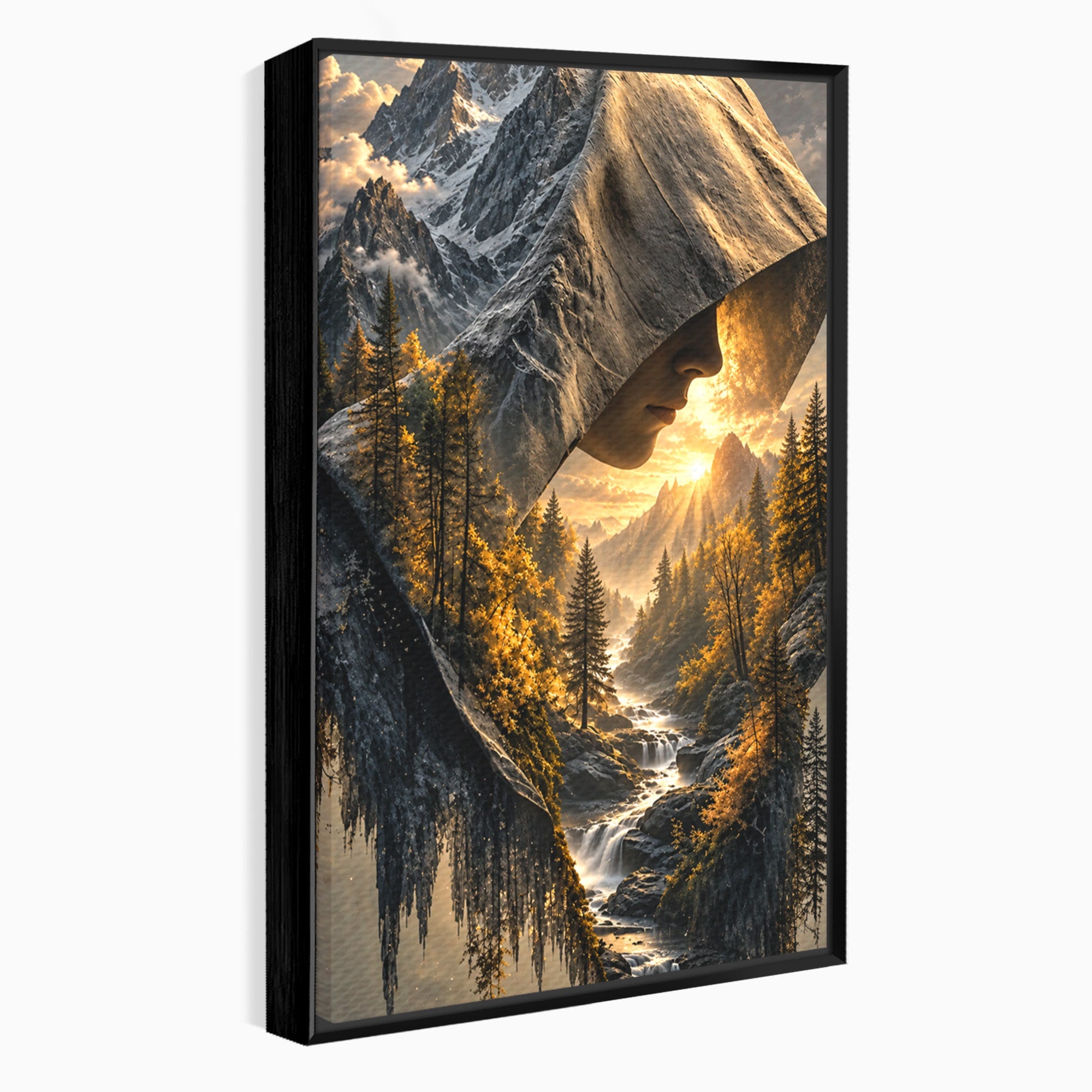 Tablou Canvas Premium LuxCanva® U1132, Misterul Naturii, Munte, Cascada, Mister, Peisaj, Living, Culori Vibrante