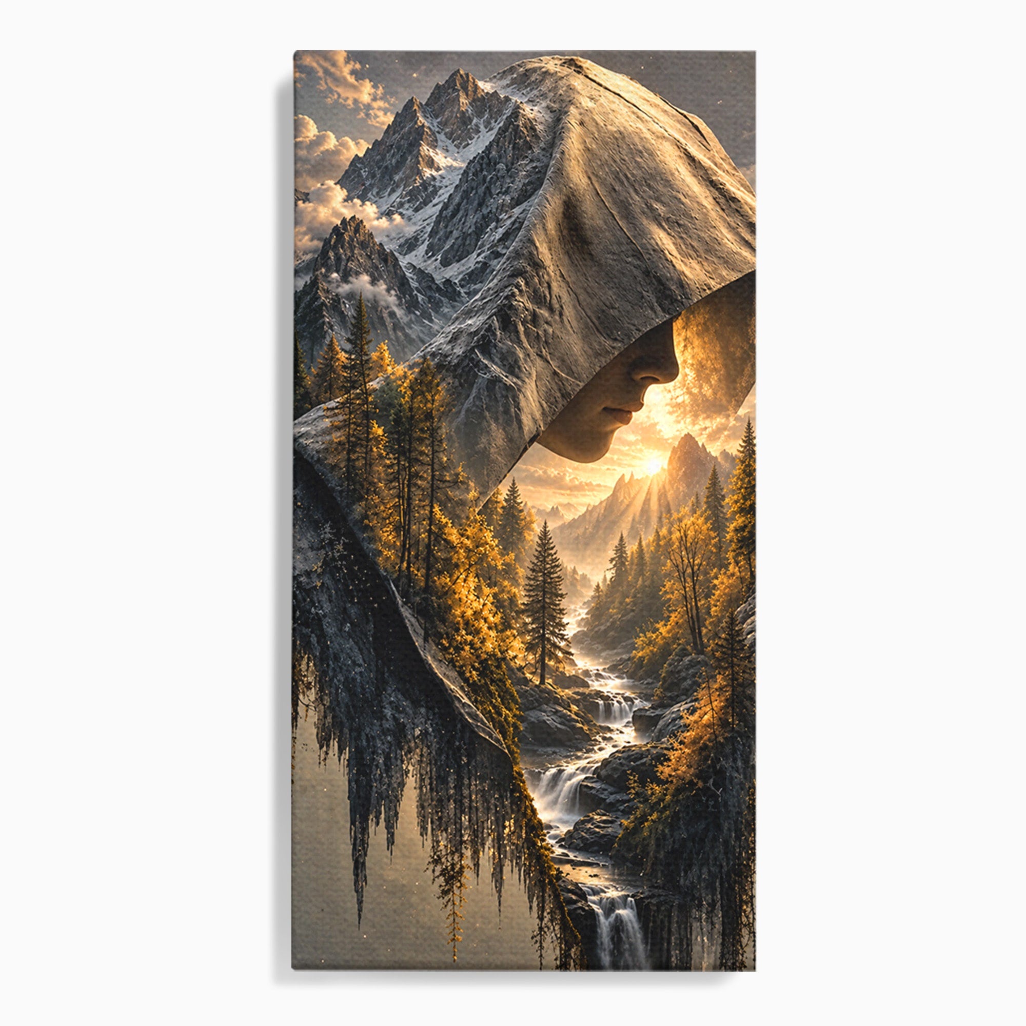 Tablou Canvas Premium LuxCanva® U1132, Misterul Naturii, Munte, Cascada, Mister, Peisaj, Living, Culori Vibrante
