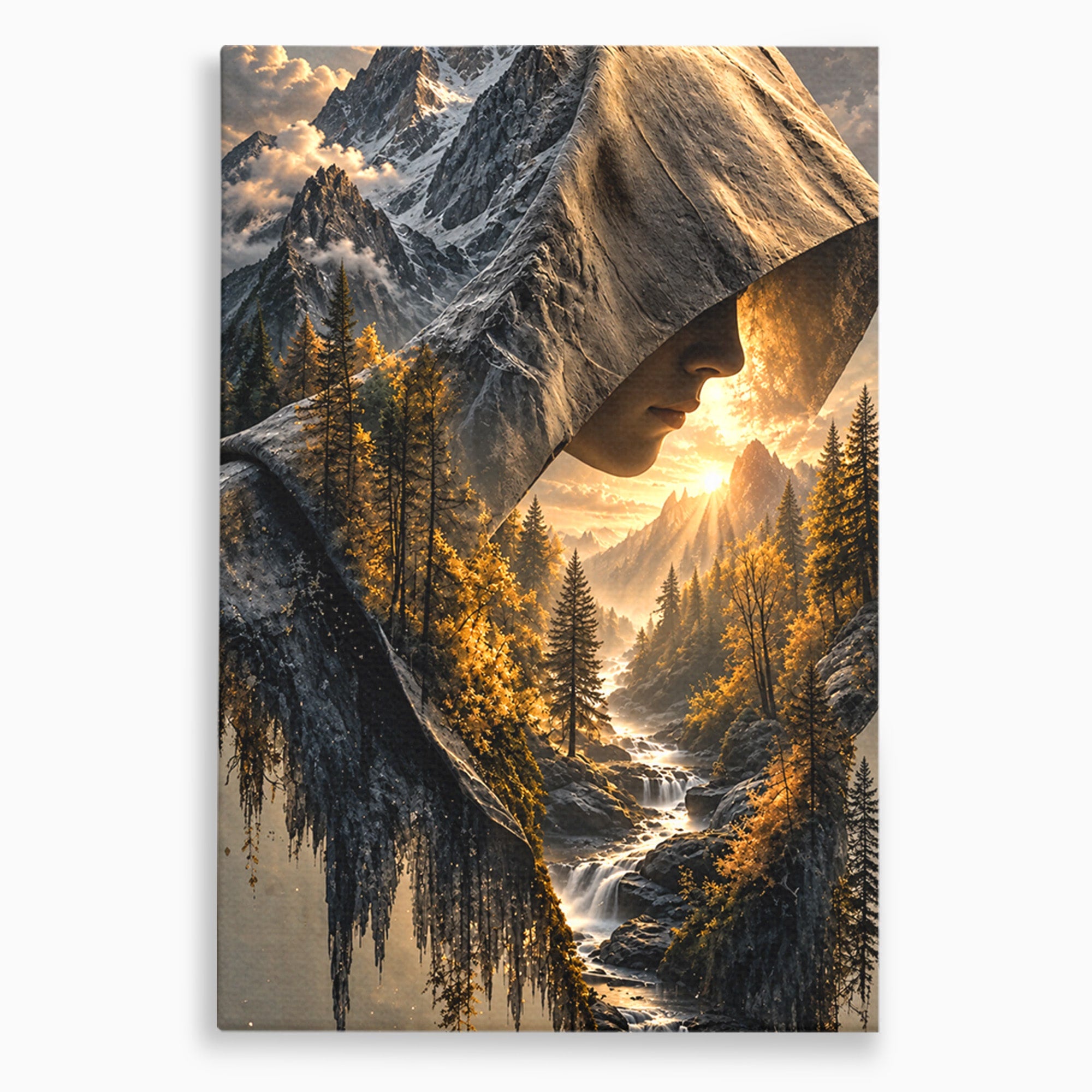 Tablou Canvas Premium LuxCanva® U1132, Misterul Naturii, Munte, Cascada, Mister, Peisaj, Living, Culori Vibrante