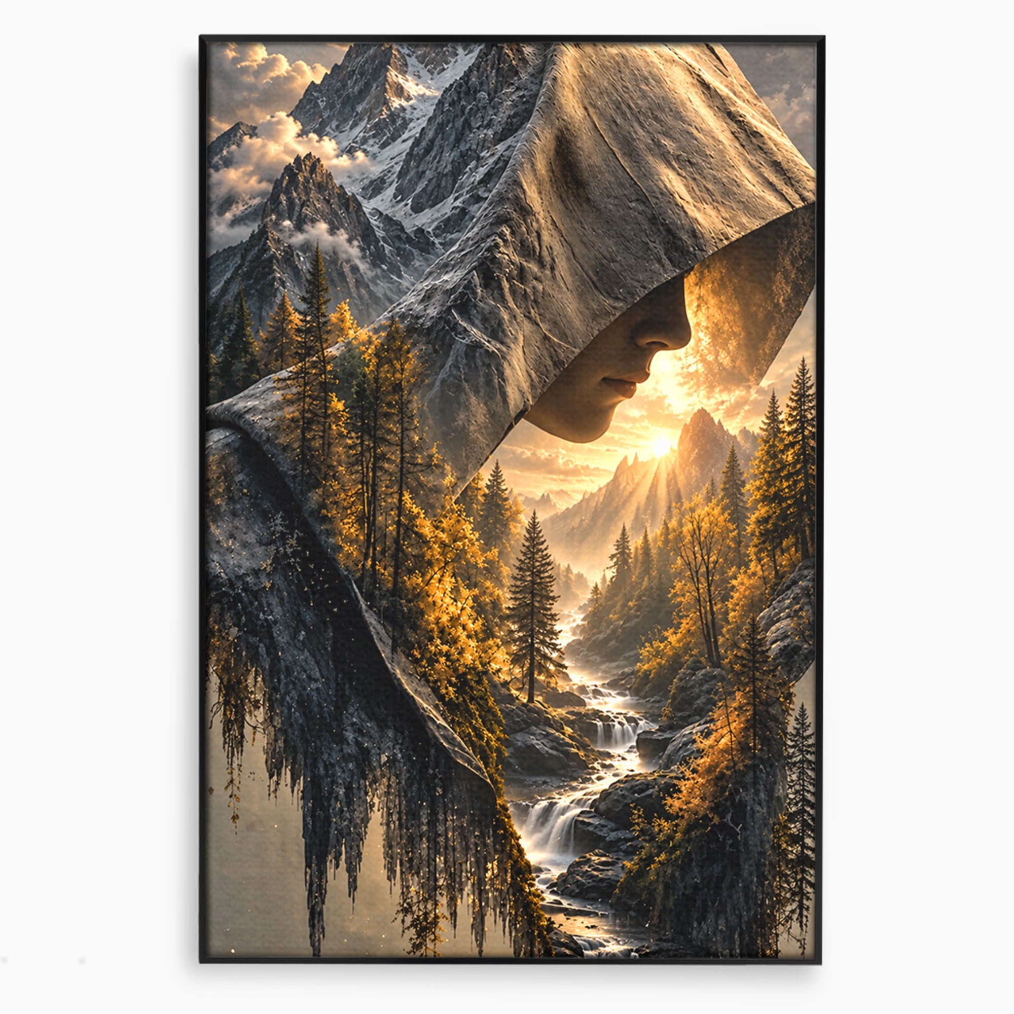 Tablou Canvas Premium LuxCanva® U1132, Misterul Naturii, Munte, Cascada, Mister, Peisaj, Living, Culori Vibrante