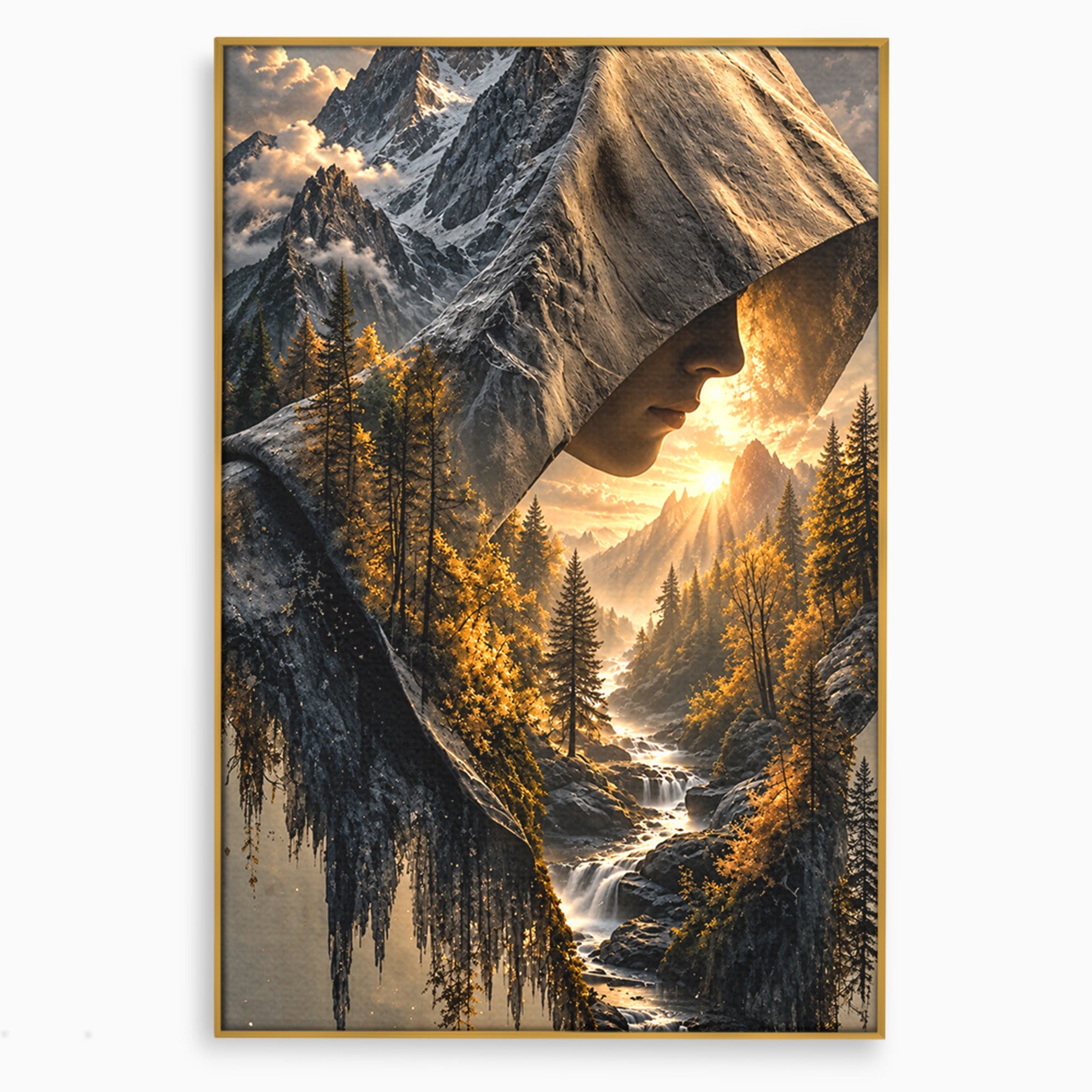 Tablou Canvas Premium LuxCanva® U1132, Misterul Naturii, Munte, Cascada, Mister, Peisaj, Living, Culori Vibrante