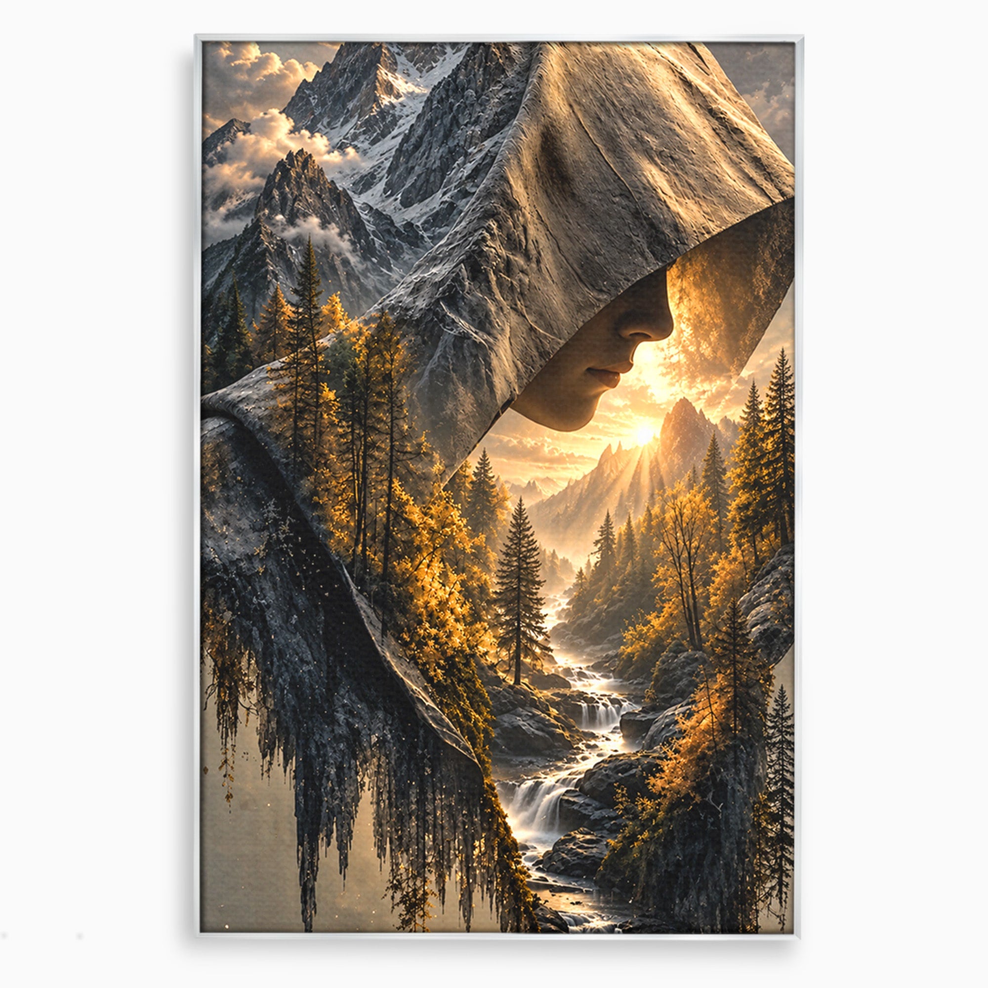 Tablou Canvas Premium LuxCanva® U1132, Misterul Naturii, Munte, Cascada, Mister, Peisaj, Living, Culori Vibrante