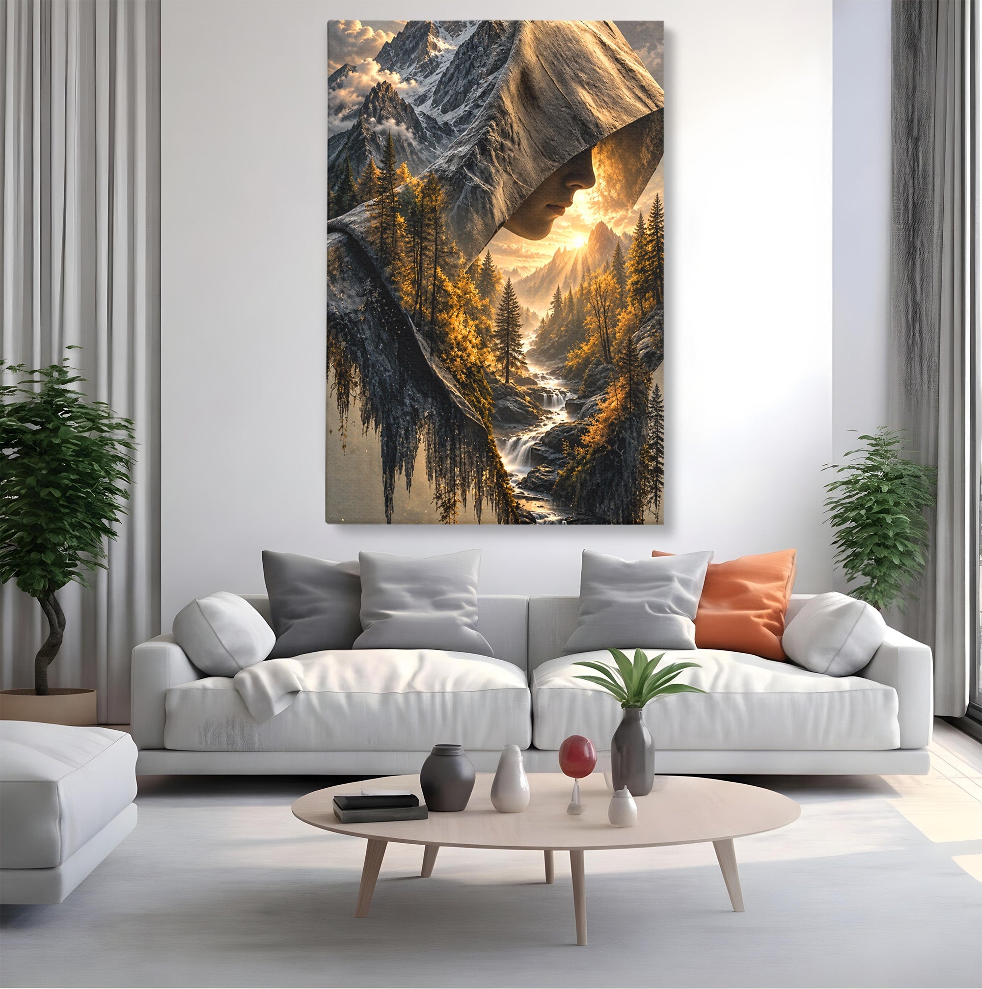 Tablou Canvas Premium LuxCanva® U1132, Misterul Naturii, Munte, Cascada, Mister, Peisaj, Living, Culori Vibrante