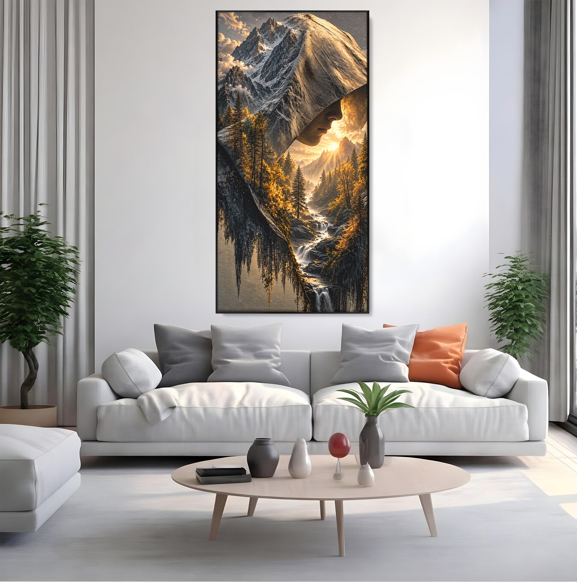 Tablou Canvas Premium LuxCanva® U1132, Misterul Naturii, Munte, Cascada, Mister, Peisaj, Living, Culori Vibrante