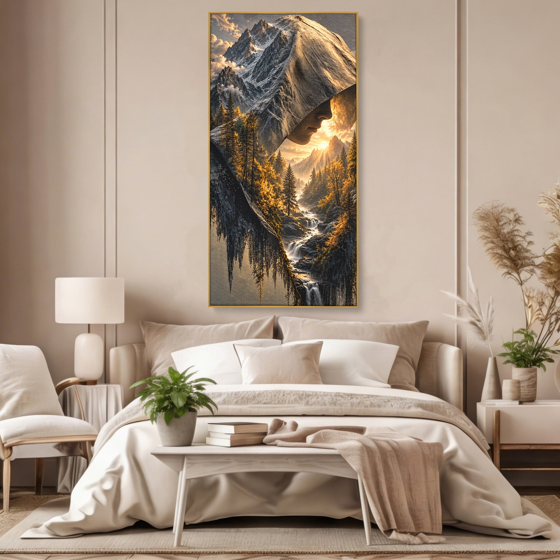 Tablou Canvas Premium LuxCanva® U1132, Misterul Naturii, Munte, Cascada, Mister, Peisaj, Living, Culori Vibrante