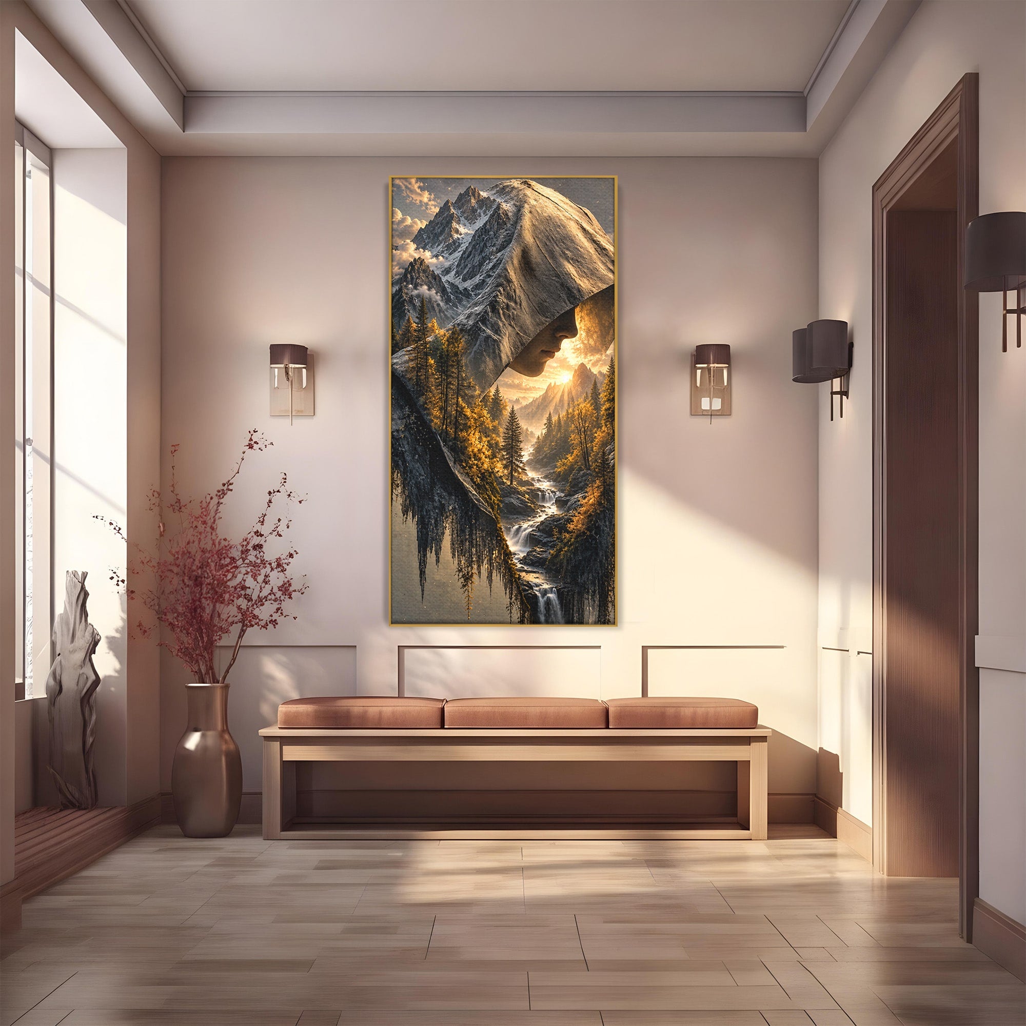 Tablou Canvas Premium LuxCanva® U1132, Misterul Naturii, Munte, Cascada, Mister, Peisaj, Living, Culori Vibrante