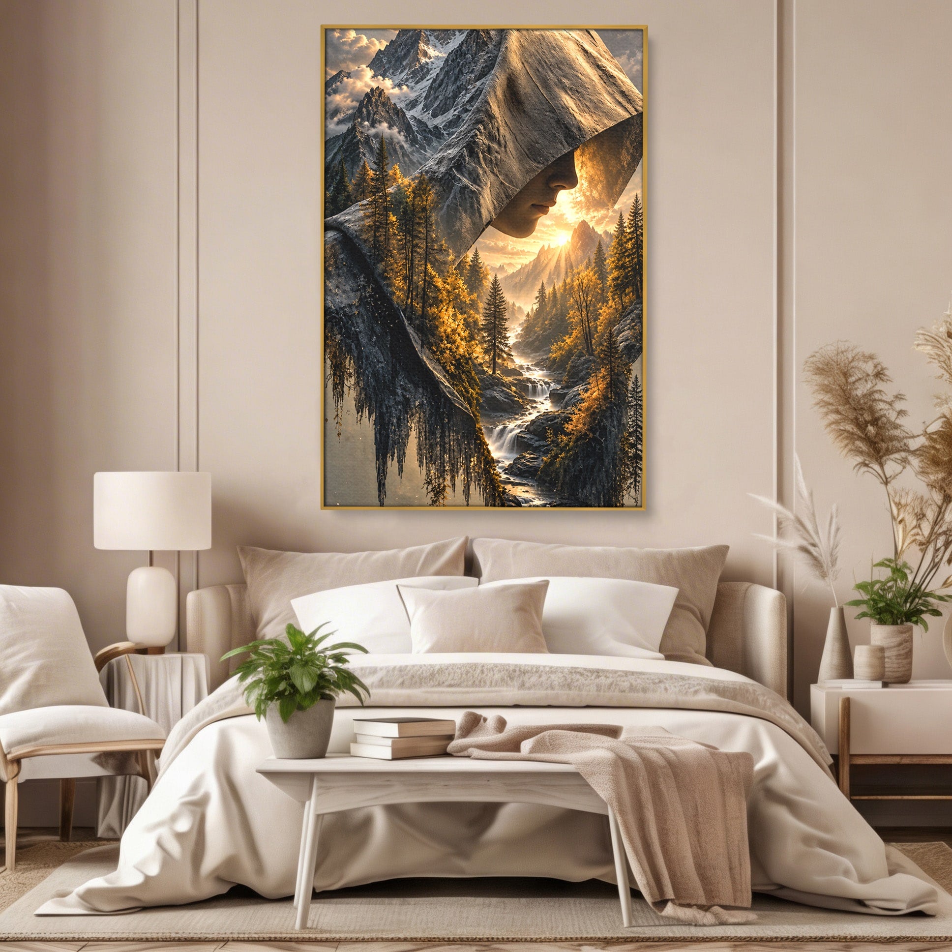 Tablou Canvas Premium LuxCanva® U1132, Misterul Naturii, Munte, Cascada, Mister, Peisaj, Living, Culori Vibrante