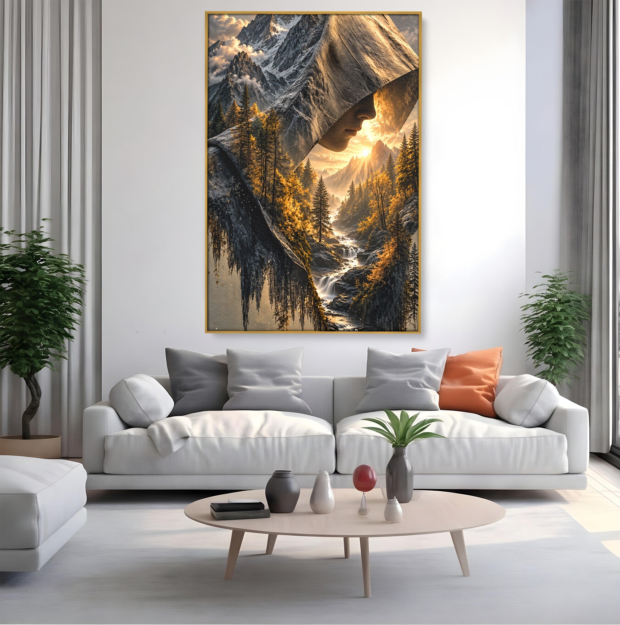 Tablou Canvas Premium LuxCanva® U1132, Misterul Naturii, Munte, Cascada, Mister, Peisaj, Living, Culori Vibrante