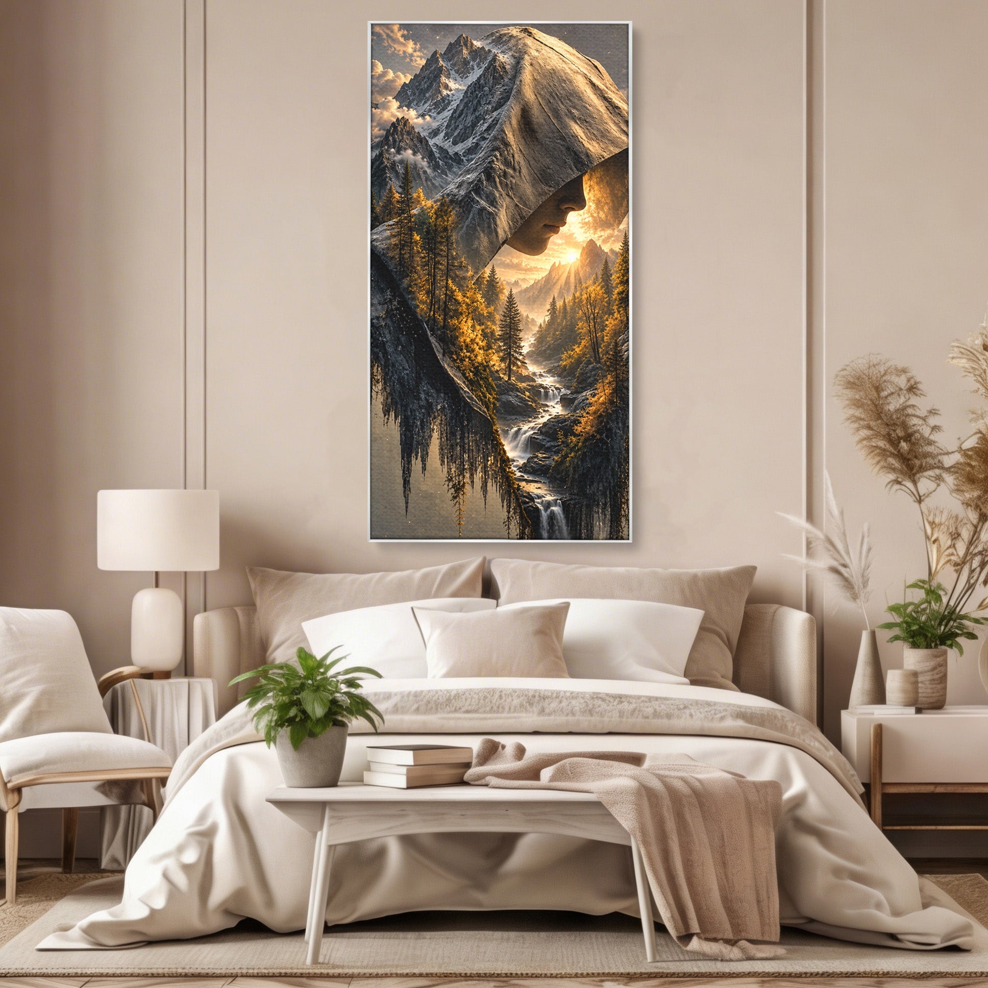 Tablou Canvas Premium LuxCanva® U1132, Misterul Naturii, Munte, Cascada, Mister, Peisaj, Living, Culori Vibrante