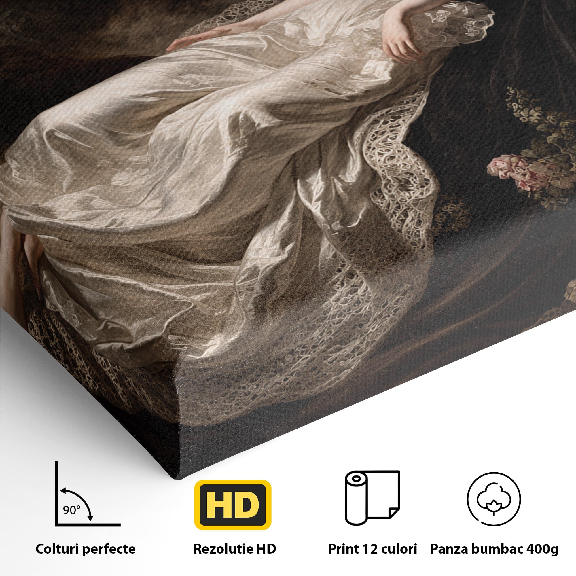 Tablou Canvas Premium LuxCanva® U1133, Visul Romantic, Femeie, Eleganta, Visare, Romantic, Dormitor, Culori Vibrante