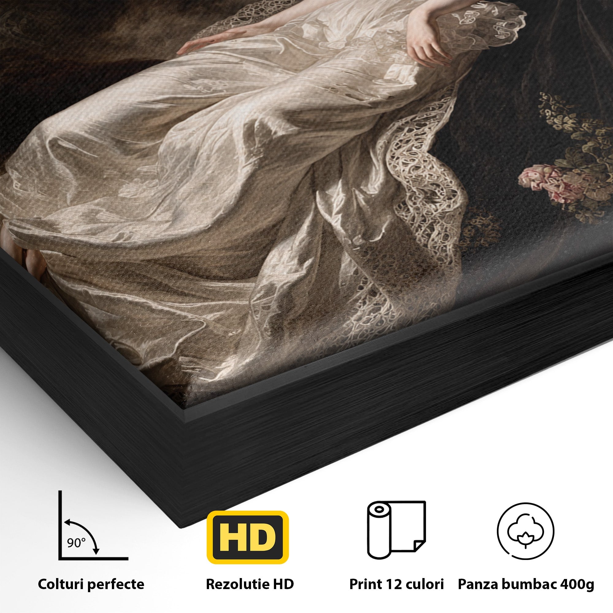 Tablou Canvas Premium LuxCanva® U1133, Visul Romantic, Femeie, Eleganta, Visare, Romantic, Dormitor, Culori Vibrante