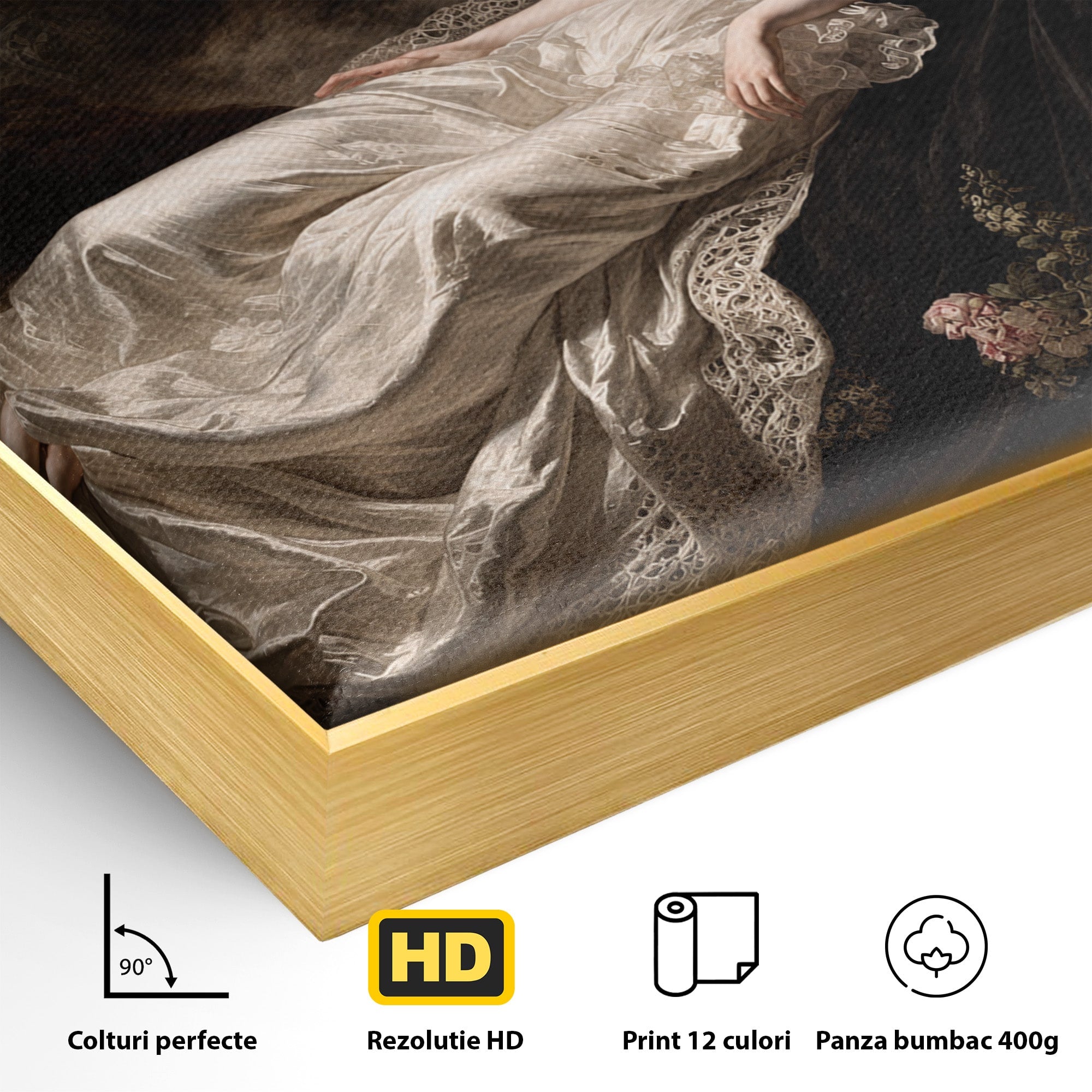 Tablou Canvas Premium LuxCanva® U1133, Visul Romantic, Femeie, Eleganta, Visare, Romantic, Dormitor, Culori Vibrante