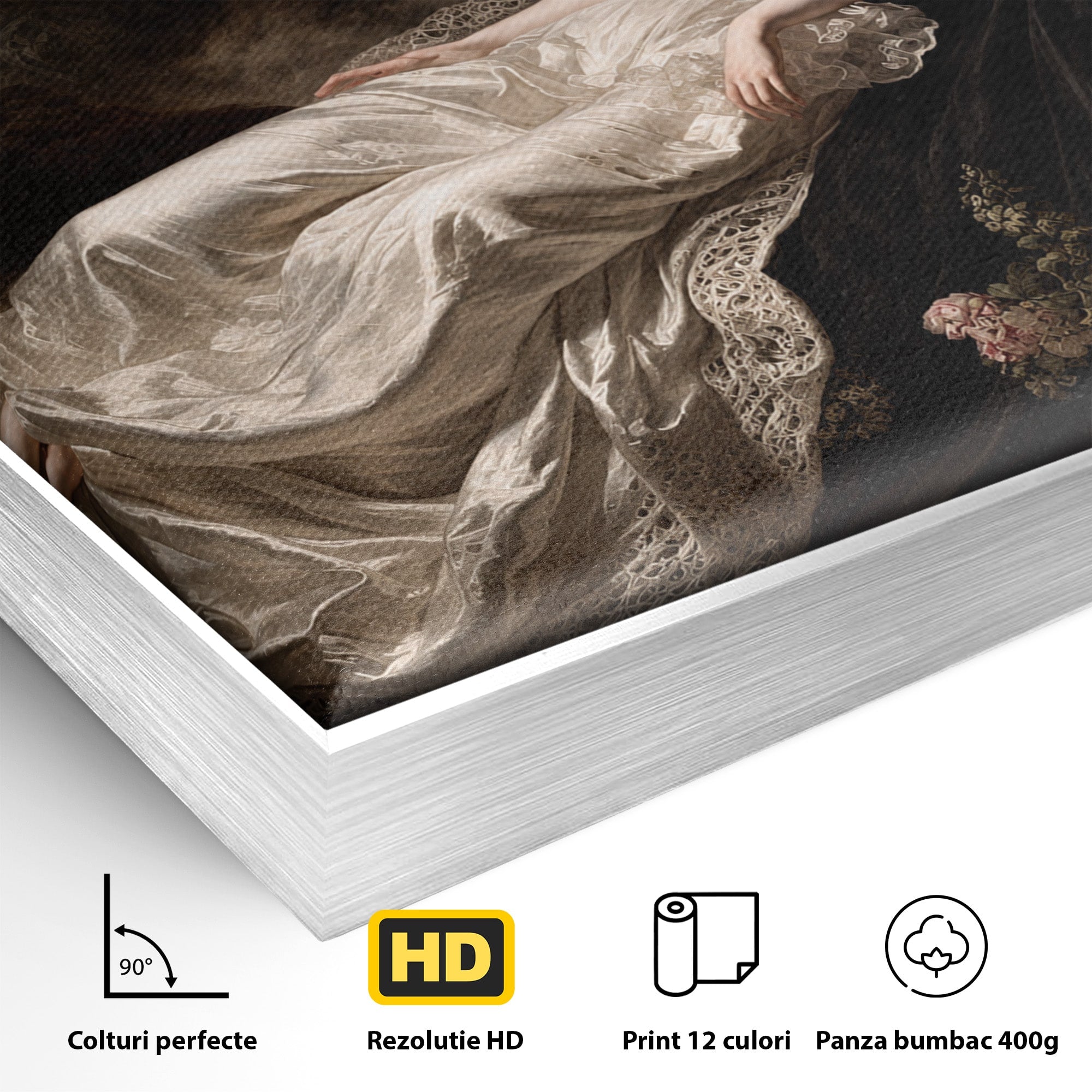 Tablou Canvas Premium LuxCanva® U1133, Visul Romantic, Femeie, Eleganta, Visare, Romantic, Dormitor, Culori Vibrante