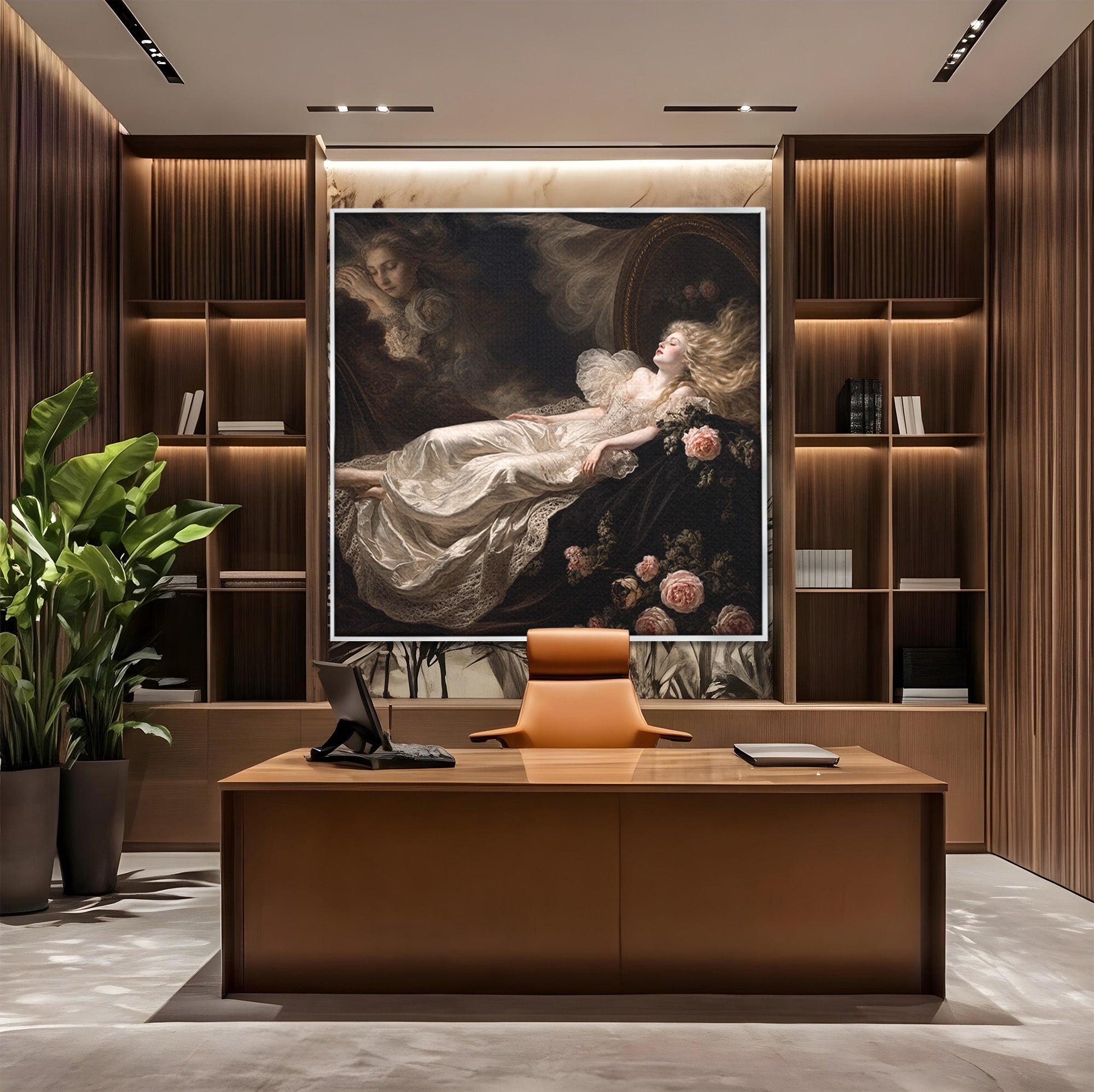 Tablou Canvas Premium LuxCanva® U1133, Visul Romantic, Femeie, Eleganta, Visare, Romantic, Dormitor, Culori Vibrante