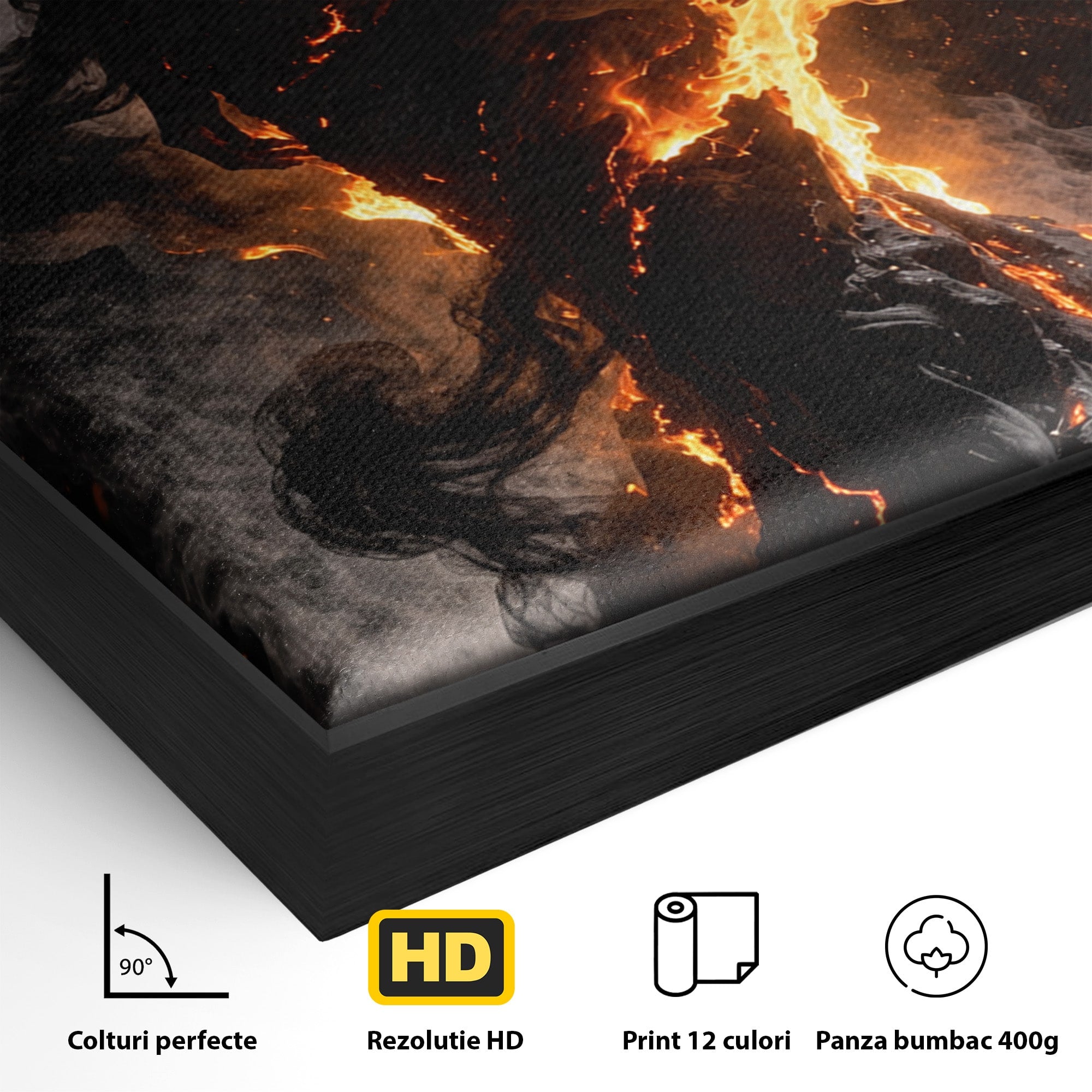 Tablou Canvas Premium LuxCanva® U1134, Misterul Flacarilor, Femeie, Foc, Mister, Dramatic, Living, Culori Vibrante