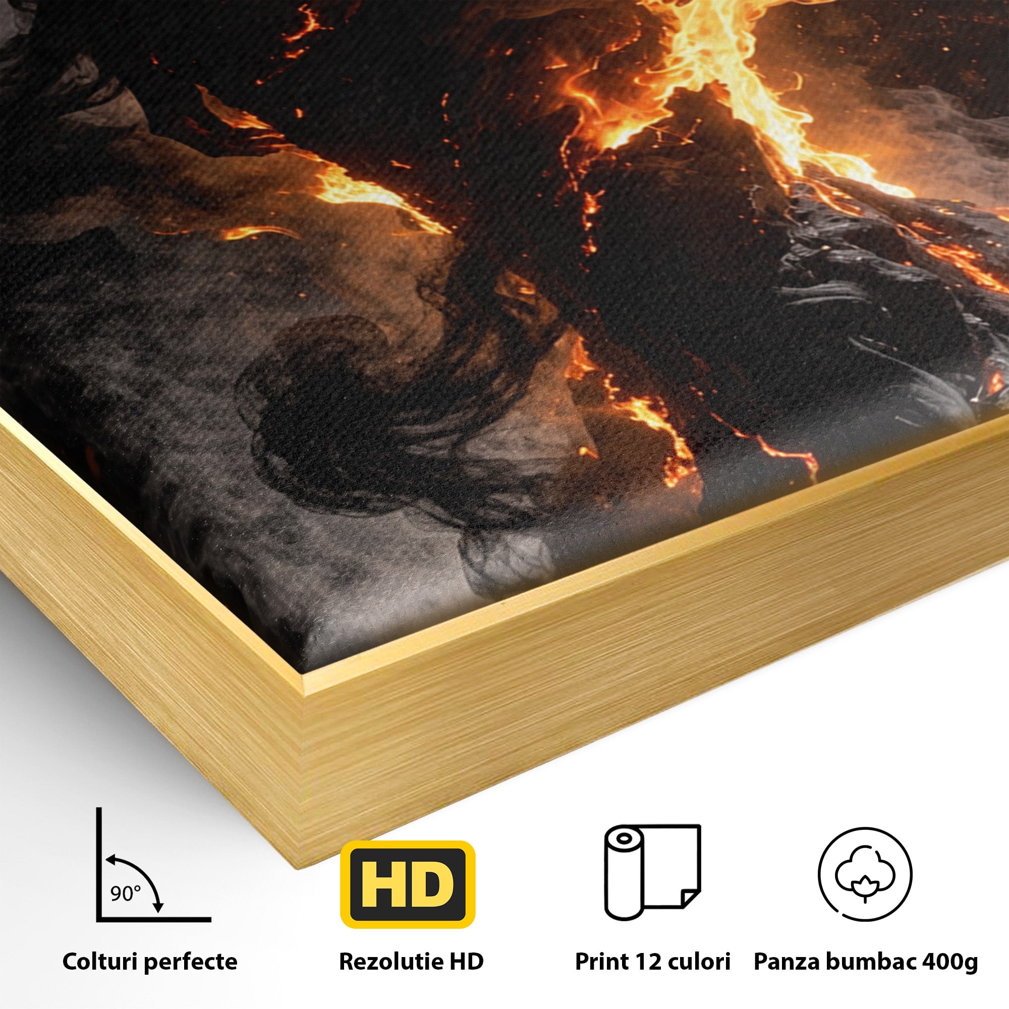 Tablou Canvas Premium LuxCanva® U1134, Misterul Flacarilor, Femeie, Foc, Mister, Dramatic, Living, Culori Vibrante