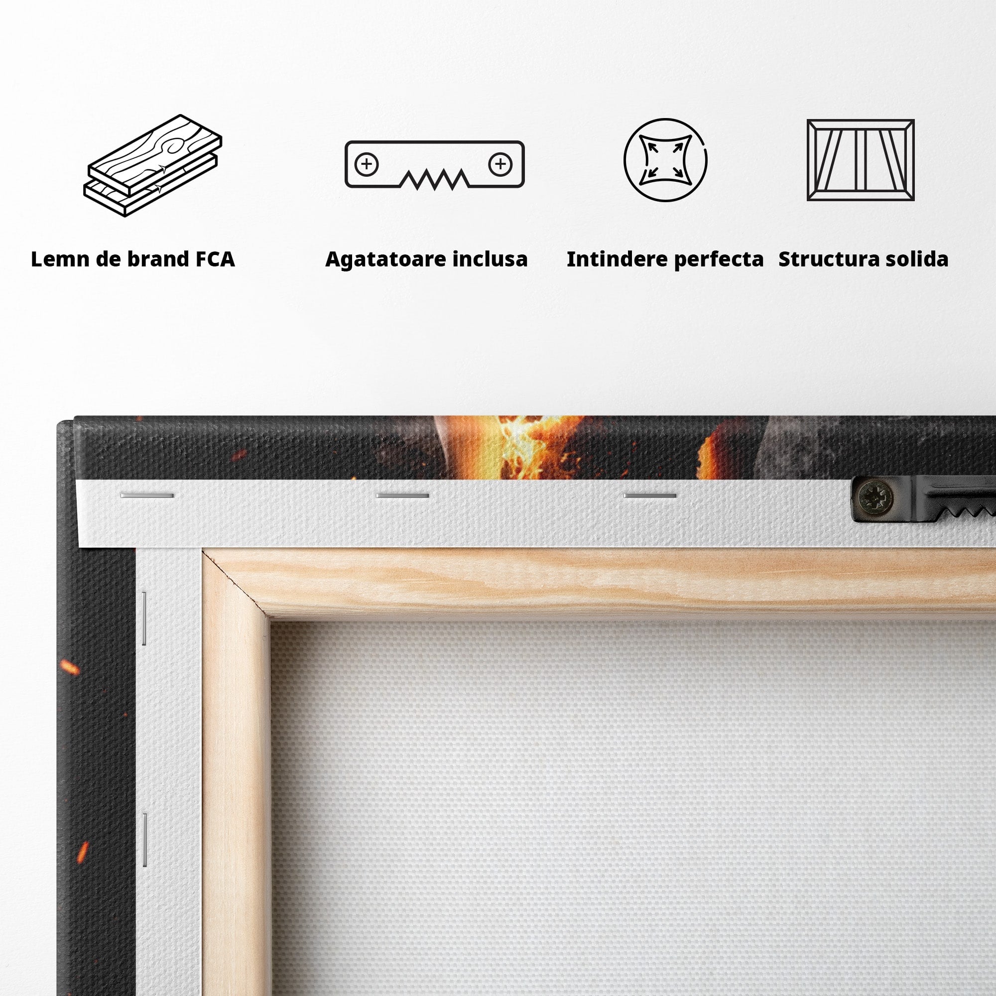 Tablou Canvas Premium LuxCanva® U1134, Misterul Flacarilor, Femeie, Foc, Mister, Dramatic, Living, Culori Vibrante