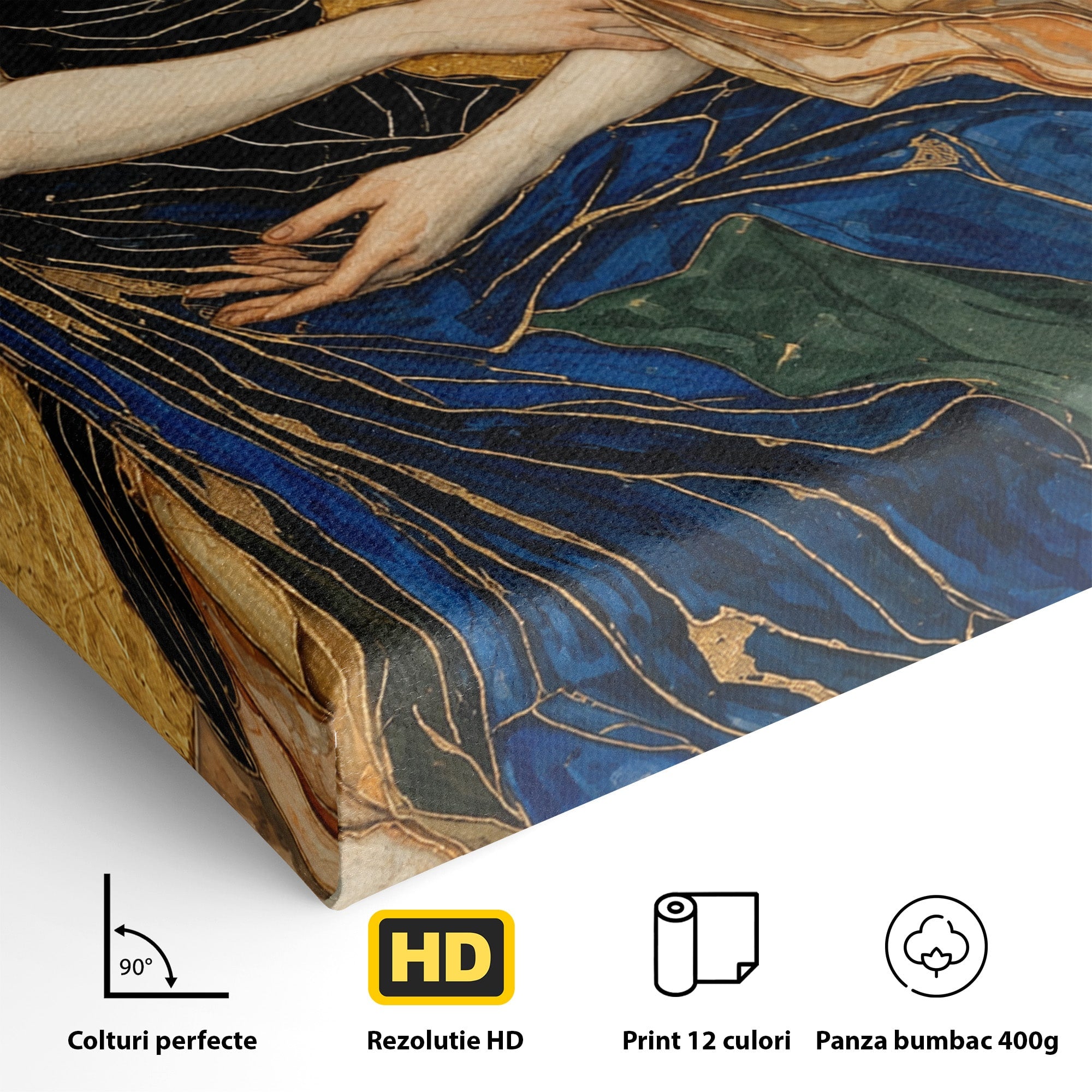 Tablou Canvas Premium LuxCanva® U1136, Inger Medieval Cu Aripi Negre,  Mistic, Eleganta, Inger, Aripi, Dormitor, Culori Vibrante