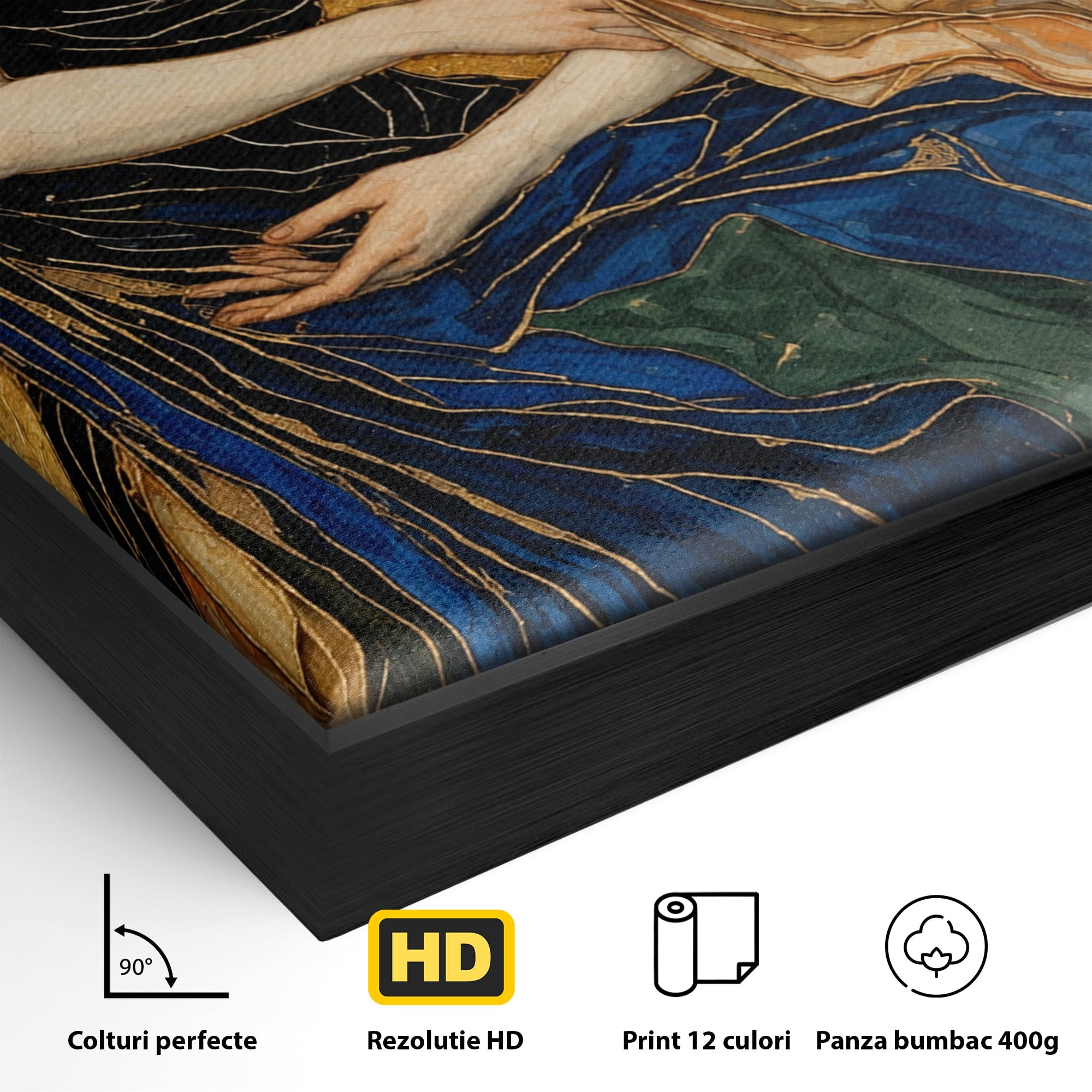 Tablou Canvas Premium LuxCanva® U1136, Inger Medieval Cu Aripi Negre,  Mistic, Eleganta, Inger, Aripi, Dormitor, Culori Vibrante