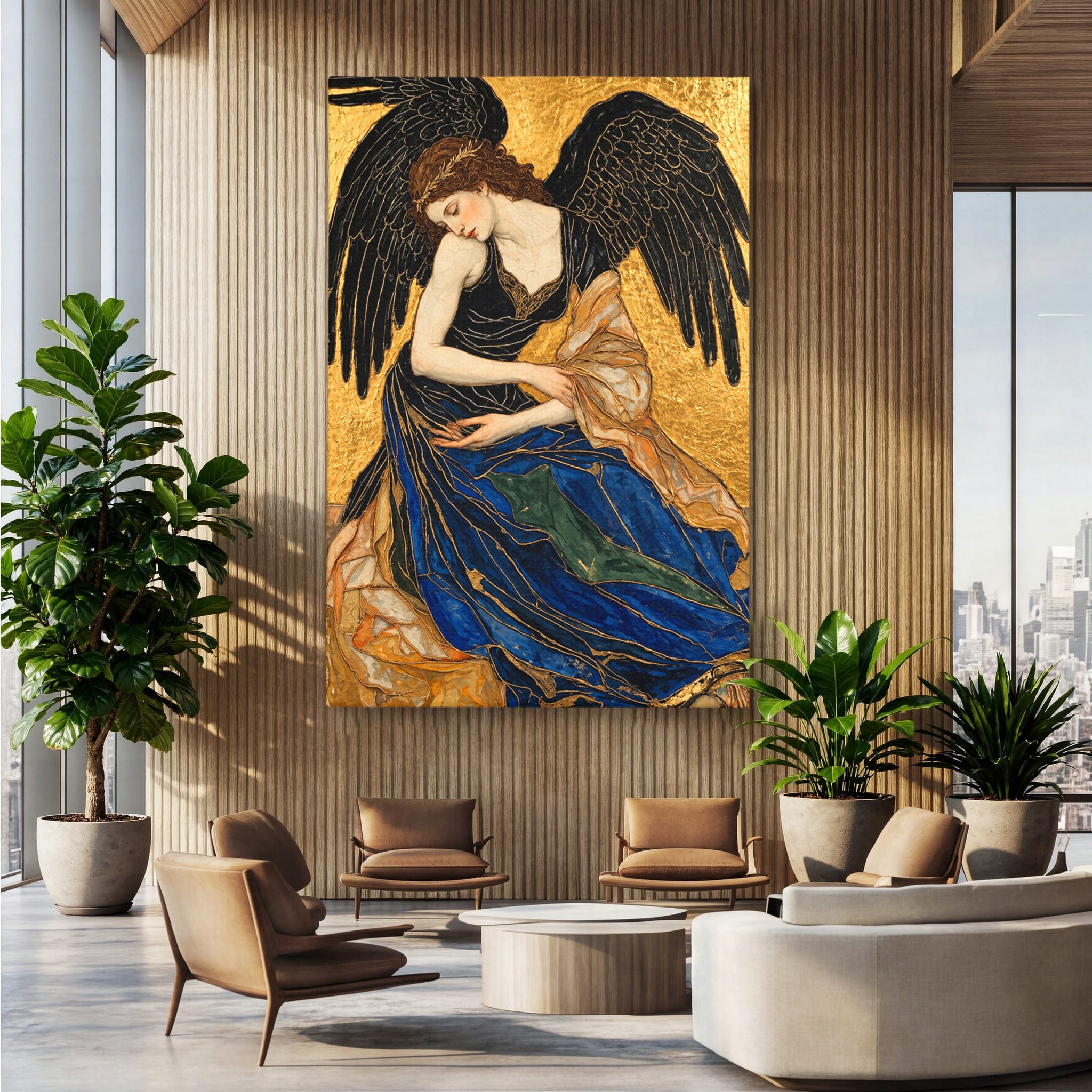 Tablou Canvas Premium LuxCanva® U1136, Inger Medieval Cu Aripi Negre,  Mistic, Eleganta, Inger, Aripi, Dormitor, Culori Vibrante